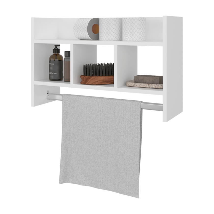 Estante De Pared Con Toallero 40X63X20 Rta Blanco Zf