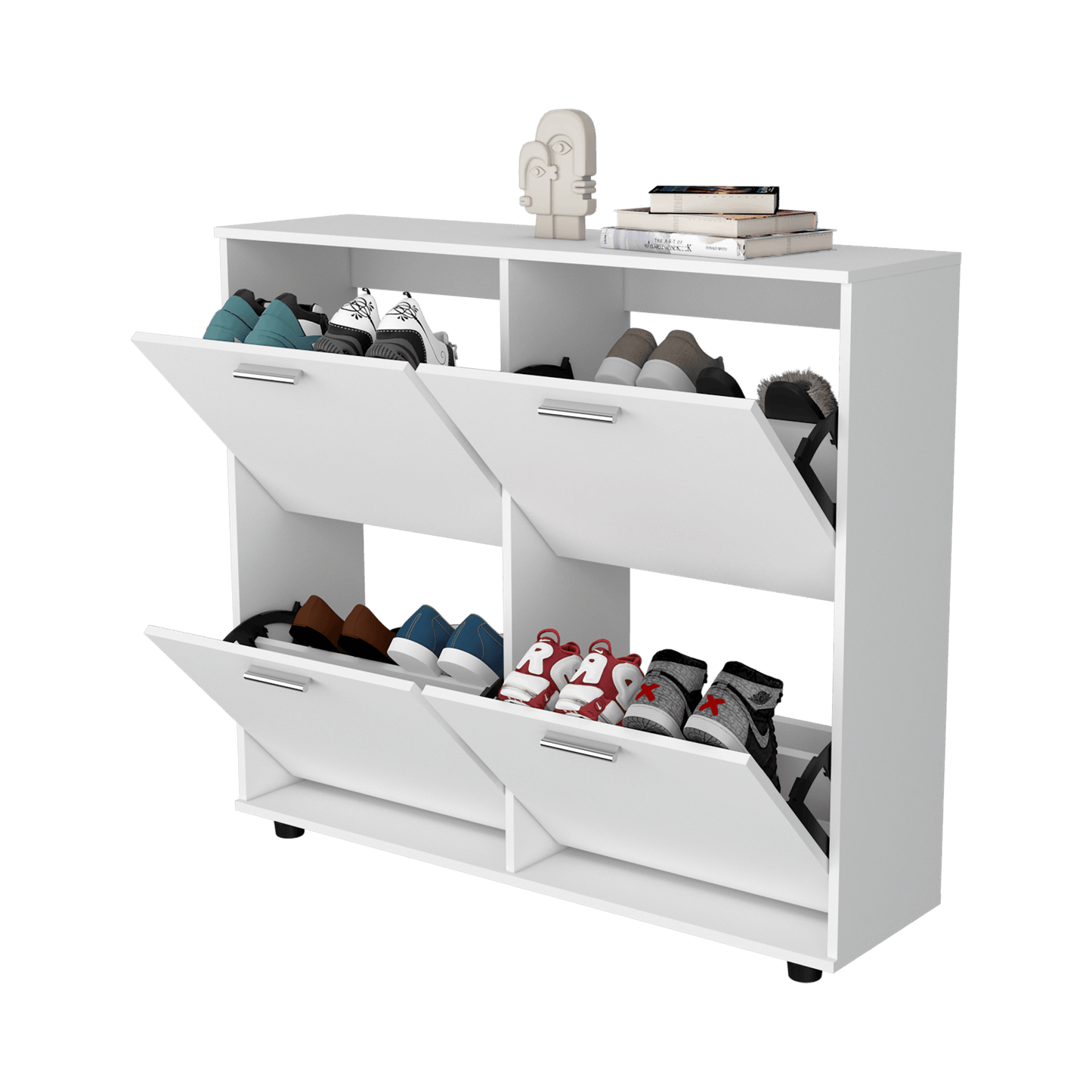 Zapatero 4 Puertas Opal 96X110X30 Rta Blanco Zf