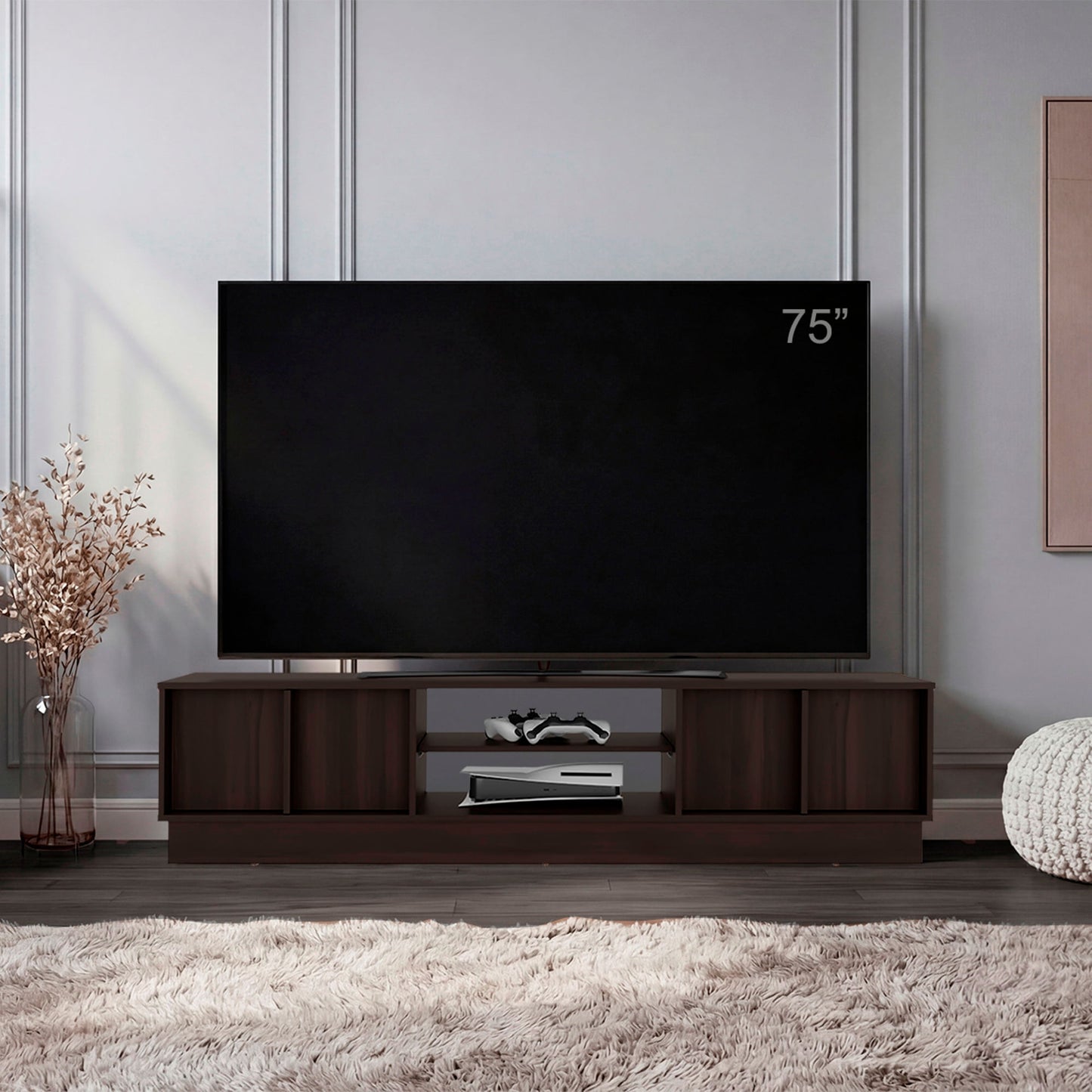 Rack De Tv Caoba 42X180X42 Rta Nogal Zf