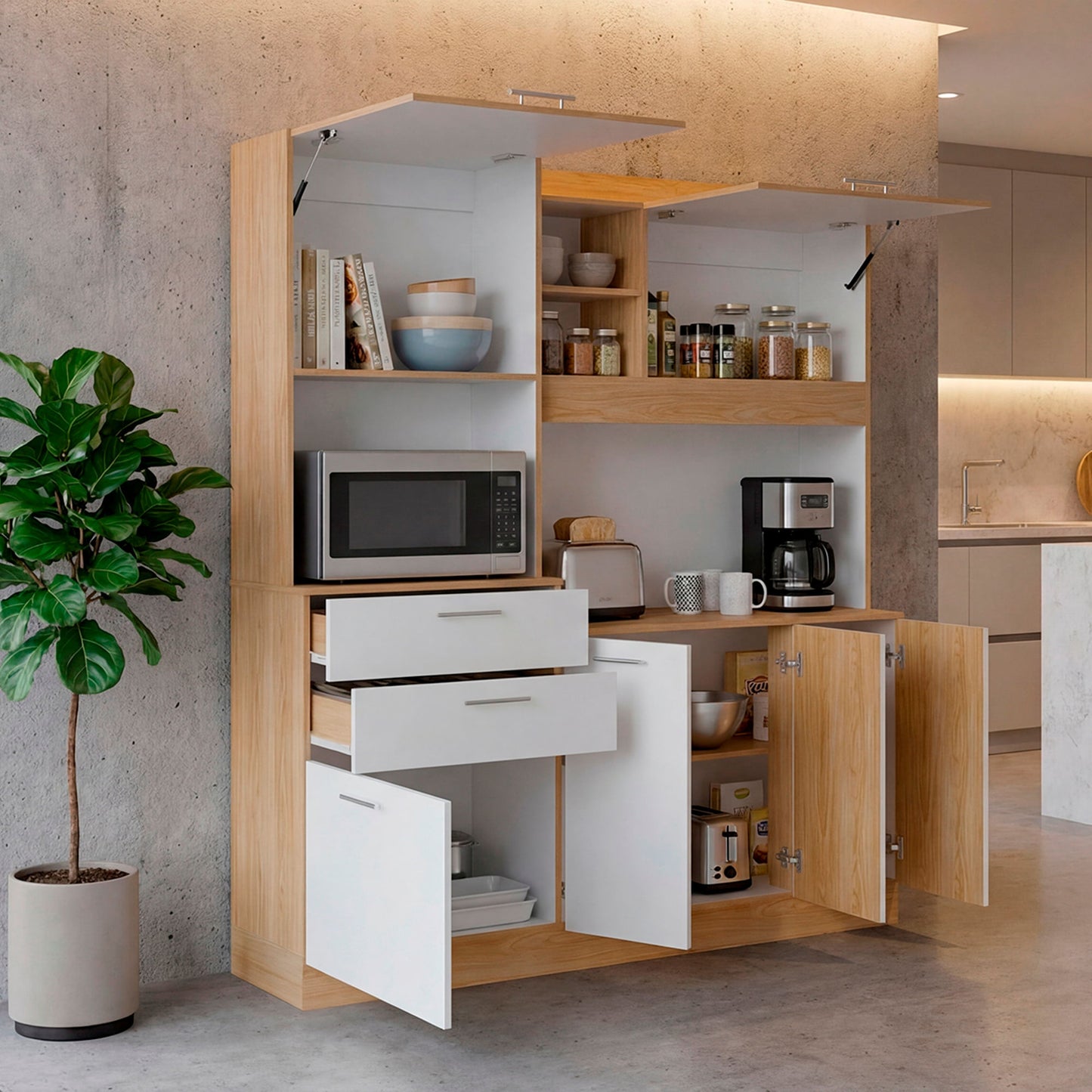 Alacena Cinnamon 190X160X40 Rta Fresno Eu Blanco