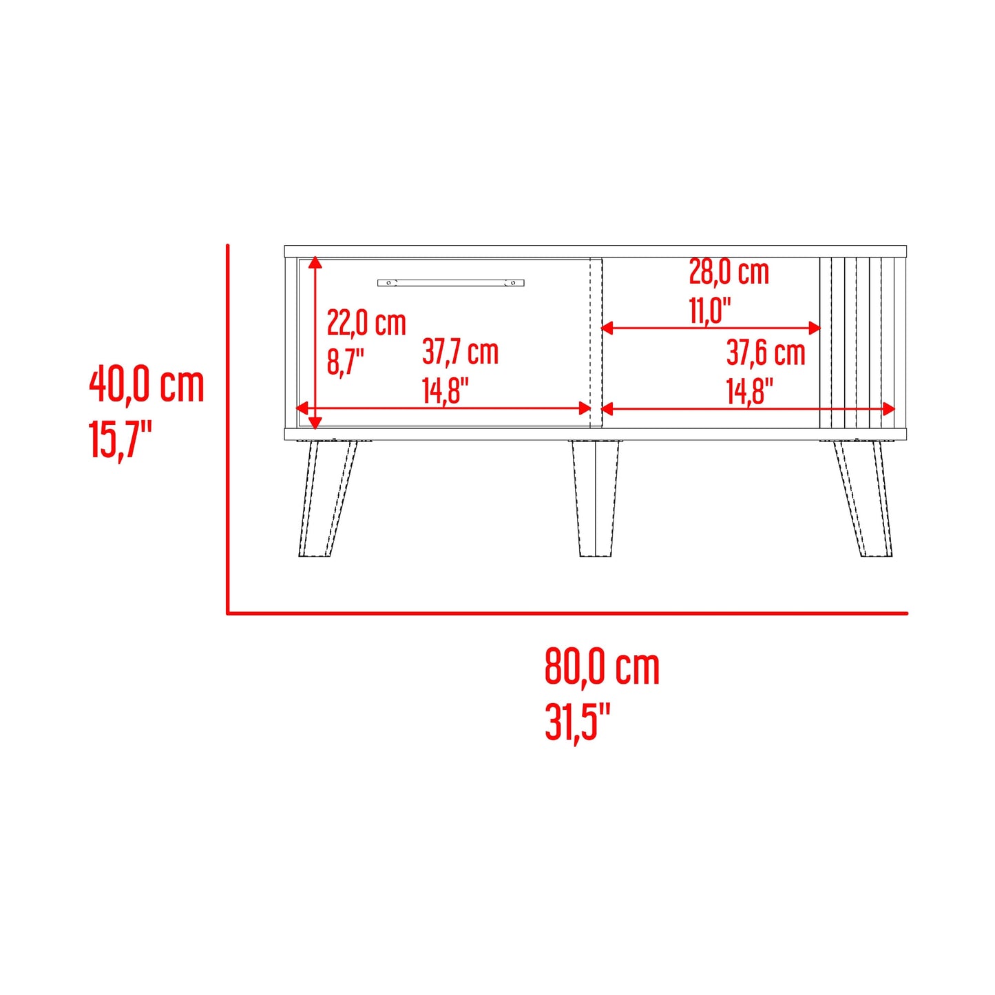 Mesa De Centro Vance 40X80X50 Rta Capri Fresno Eu