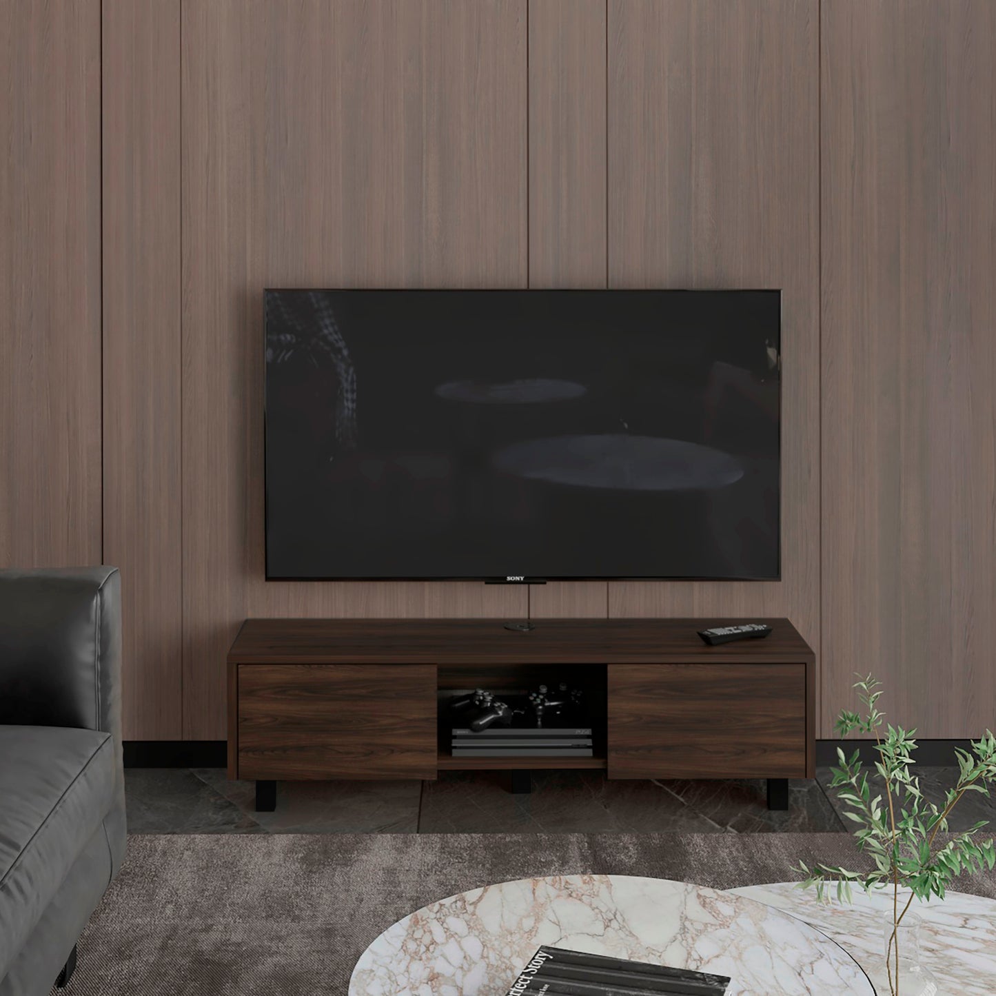 Repisa De Tv Glen Multifuncional 26X125X29 Rta Nogal Europeo