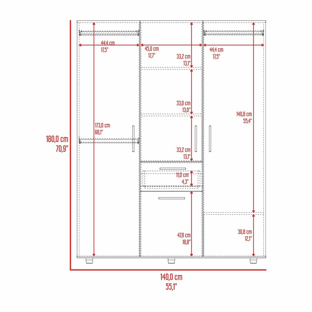 Closet Belen 178X140X46 Rta Fresno Wengue Zf
