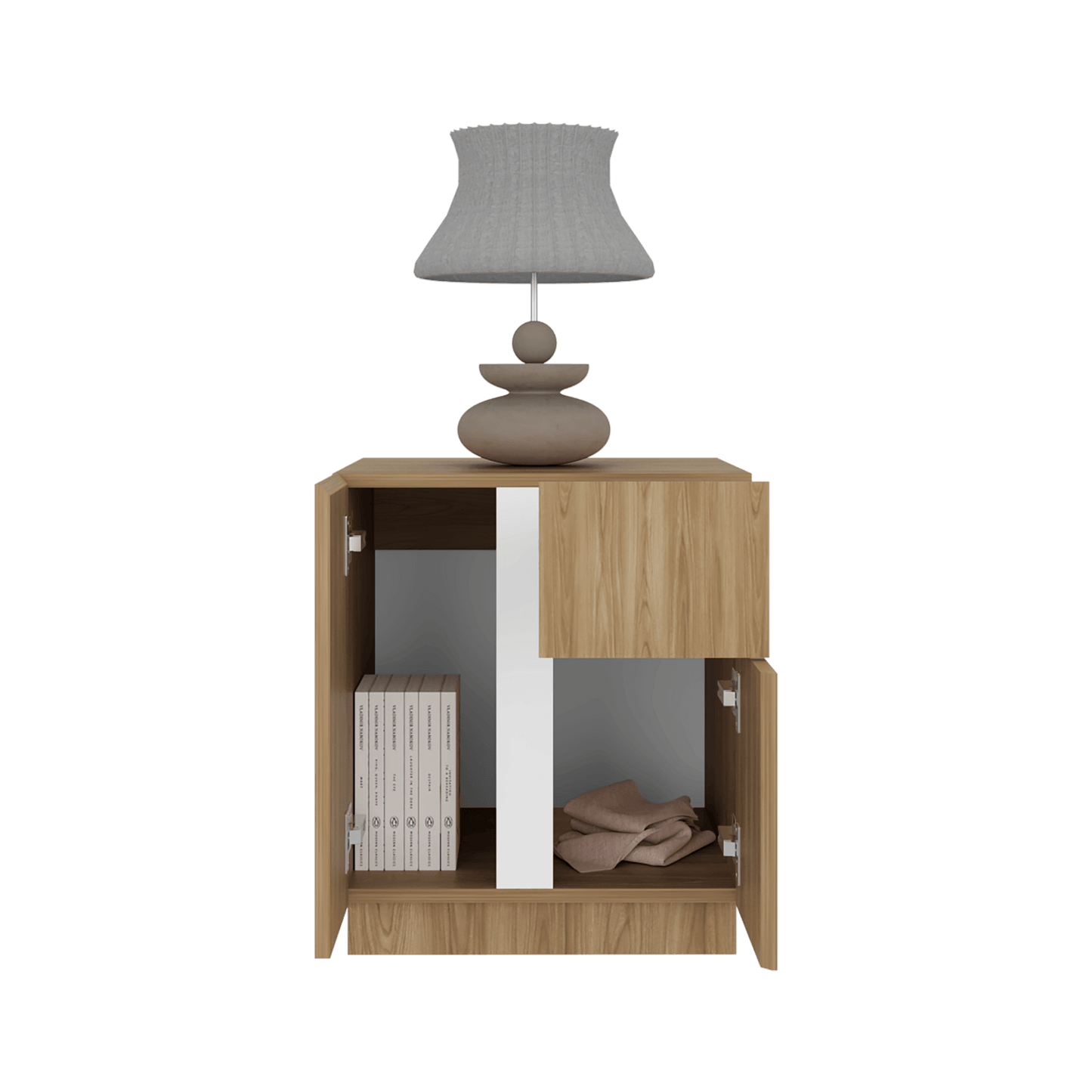 Mesa De Noche Carmi 52X45X40 Rta Fresno Blanco