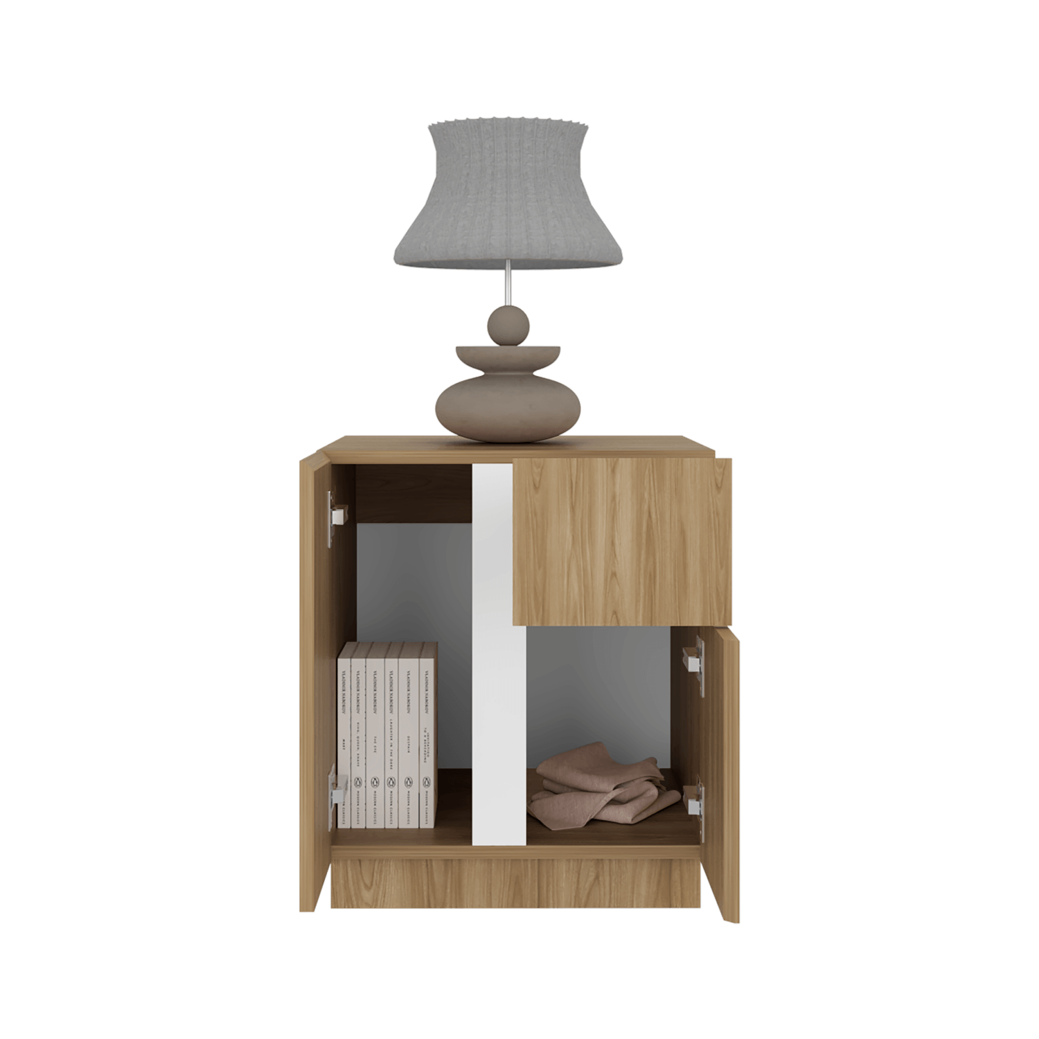 Mesa De Noche Carmi 52X45X40 Rta Fresno Blanco