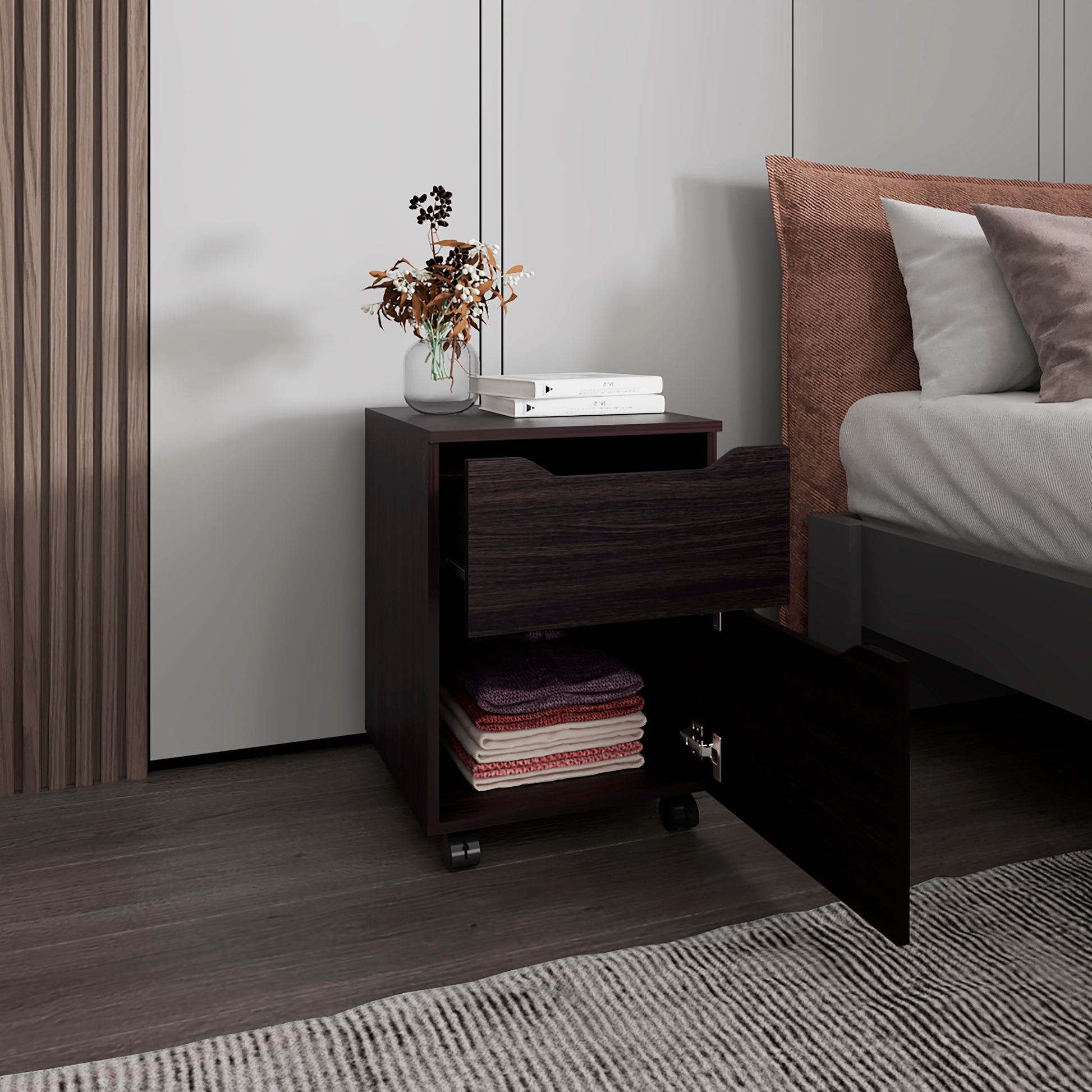 Mesa De Noche Ethan 57X42X42 Rta Wengue Zf