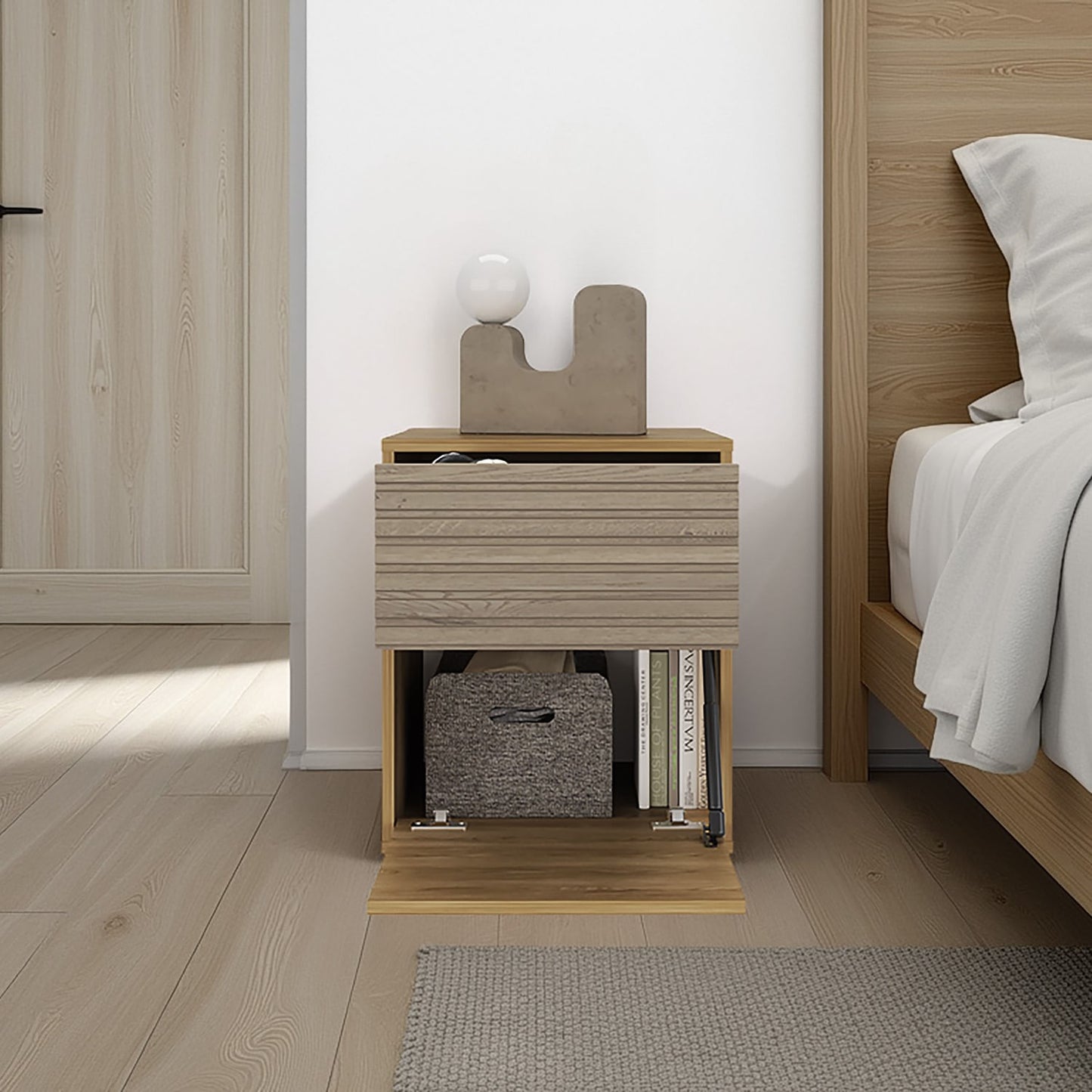 Mesa De Noche Wanda 52X42,6X37 Rta Fresno Roble Natural