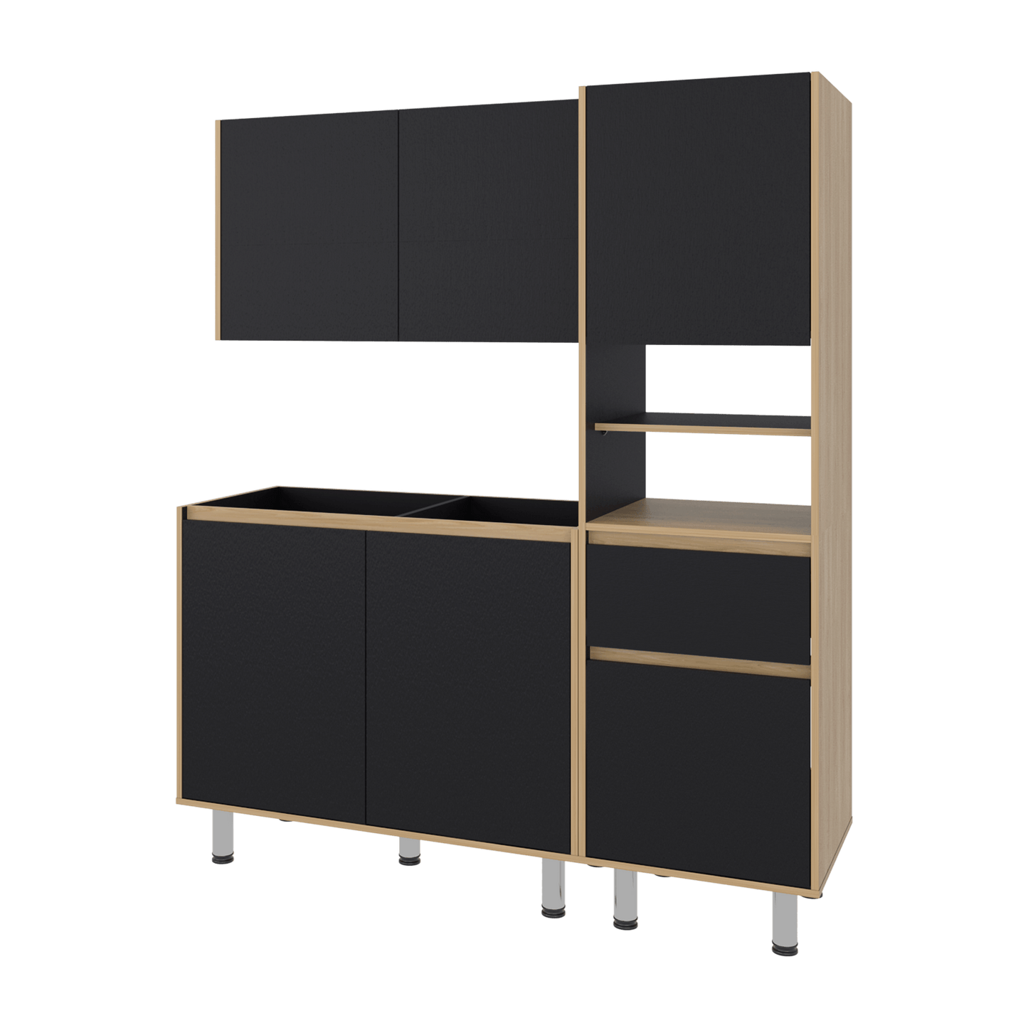 Cocina Dali Para Mesón Izquierdo 180X150X50 Rta Fresno Wengue