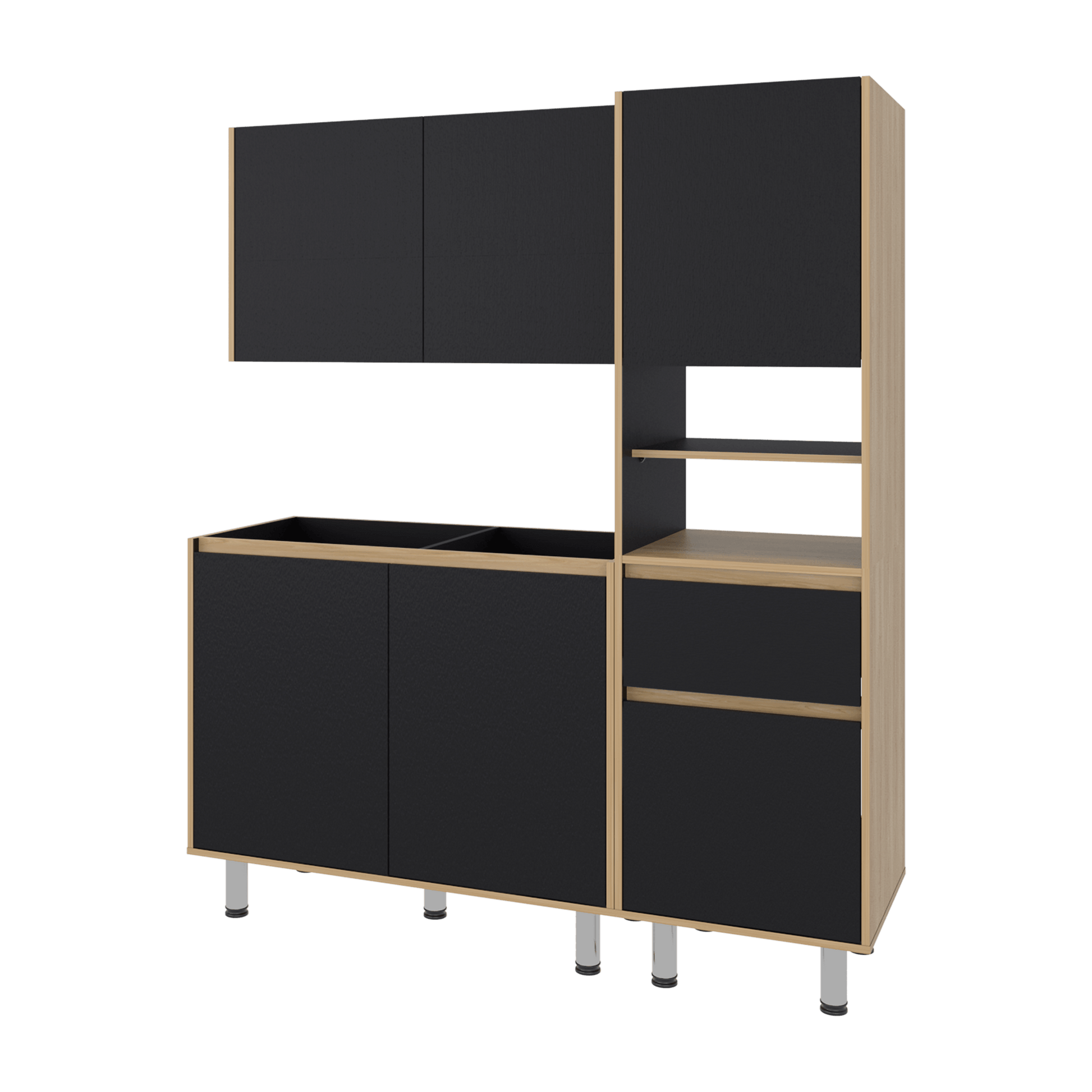 Cocina Dali Para Mesón Izquierdo 180X150X50 Rta Fresno Wengue