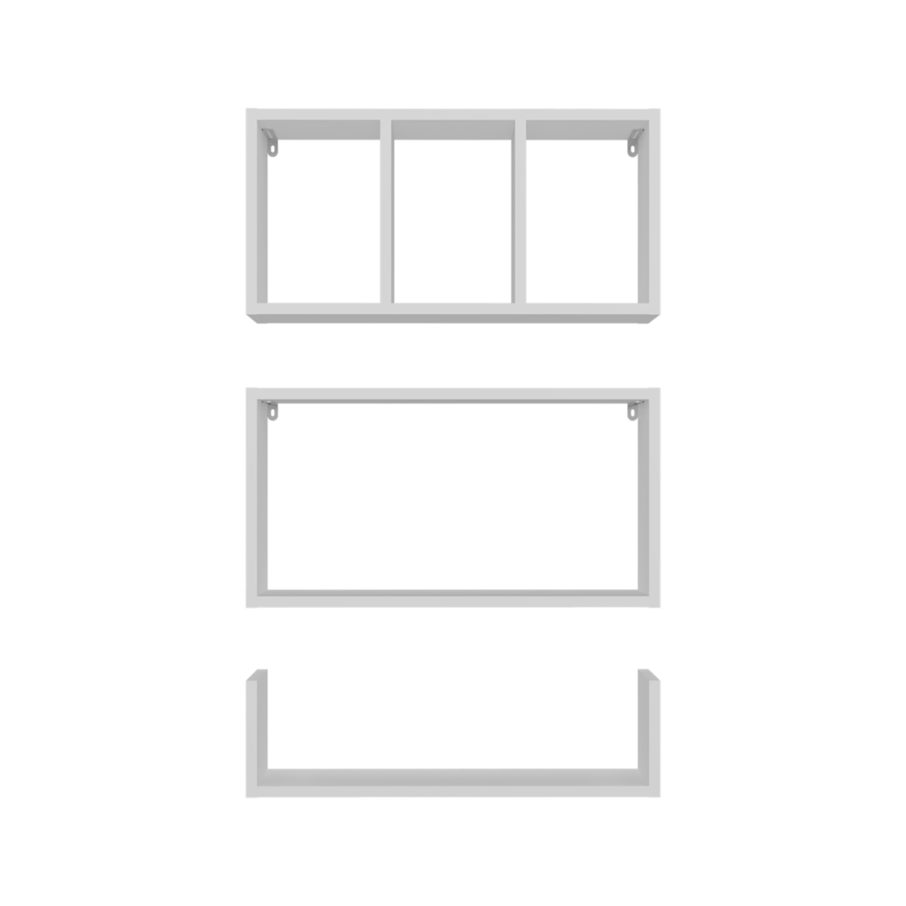 Estante De Pared Set 3 Trego 74X56X12 Rta Blanco Zf