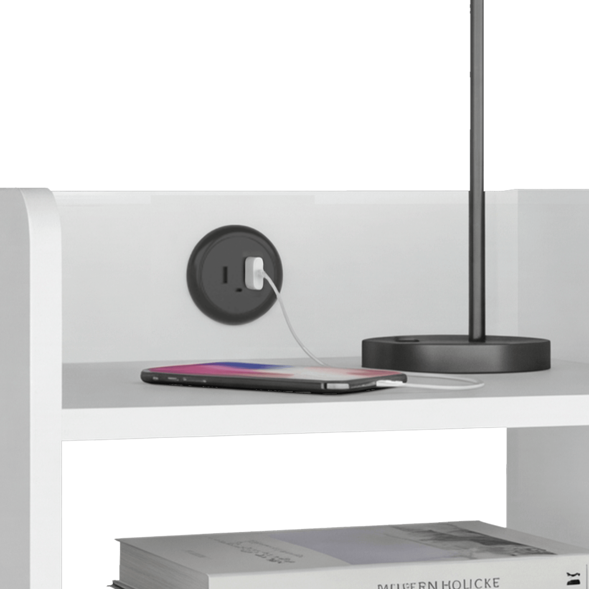 Mesa De Noche Didi Usb 58X40X34 Rta Blanco Zf