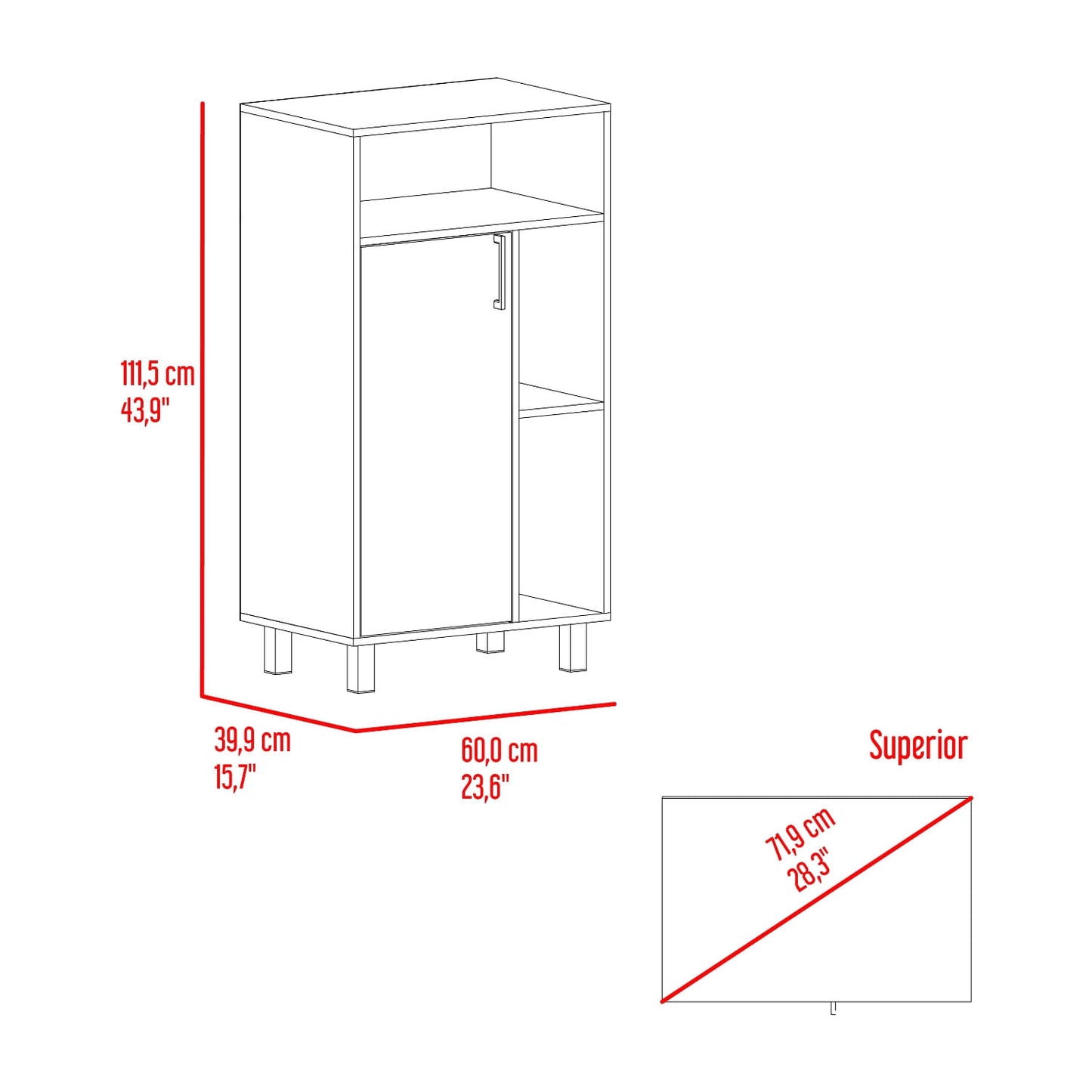Archivador Mediano Bryce 111X60X39 Rta Blanco Fresno
