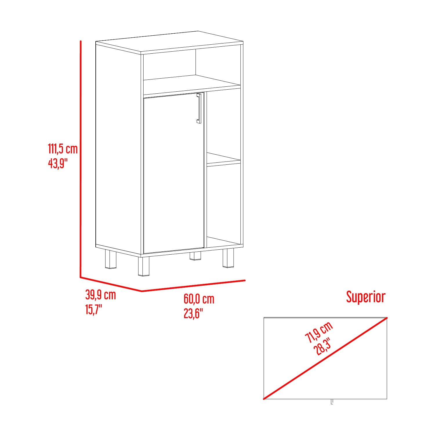 Archivador Mediano Bryce 111X60X39 Rta Blanco Fresno