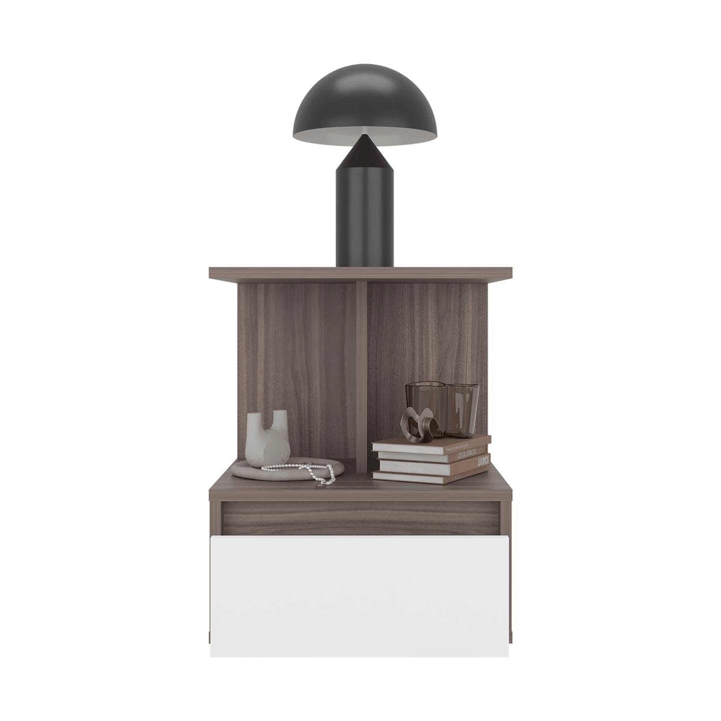Mesa De Noche Miki 51X40X35 Rta Avellana Blanco