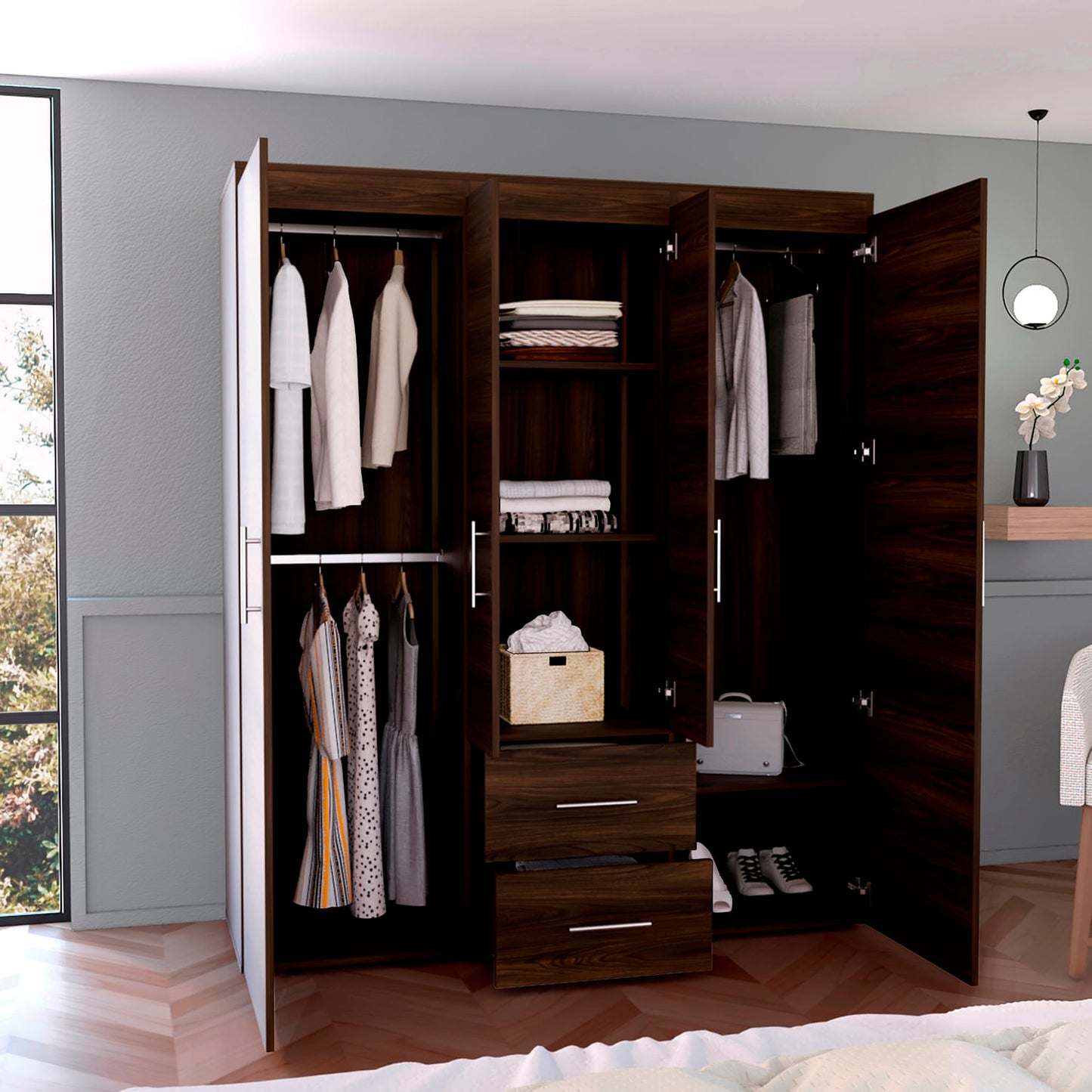 Closet Bariloche Eco 150 177X150X50 Rta Nogal Europeo
