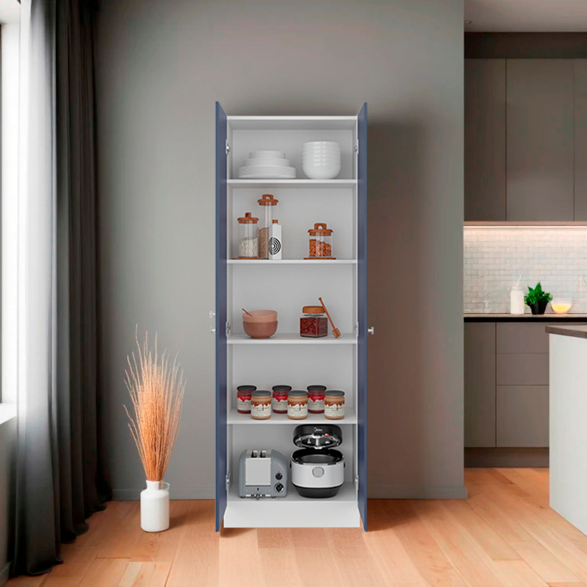 Alacena Multiusos 180X60X30 Rta Blanco Azul Zf