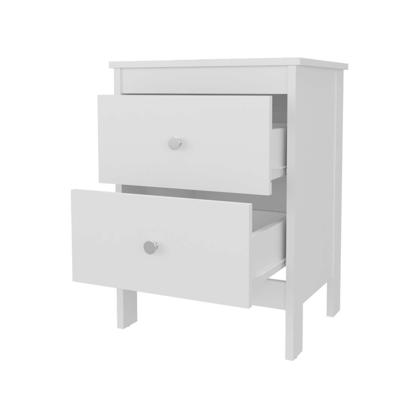 Mesa De Noche Dos Cajones Newcastle 66X48X38 Rta Blanco Mqz Zf