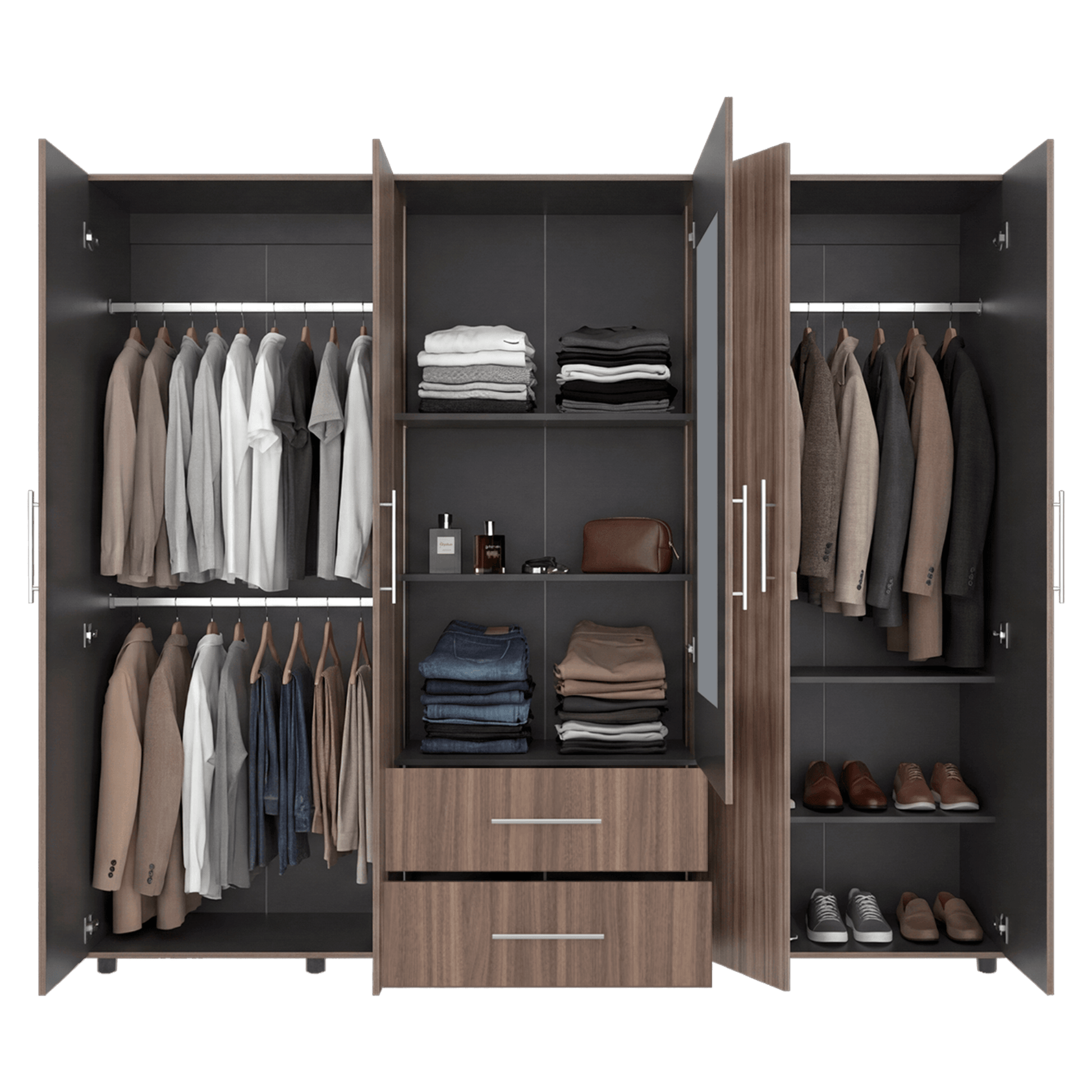 Closet Bigaf Espejo 200X230X48 Rta Avellana Wengue