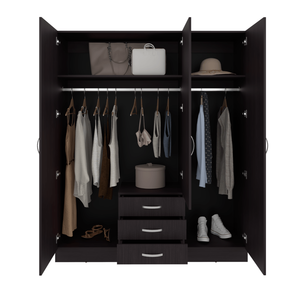 Armario 3P 3C Con Espejo 180X150X48 Rta Wengue Zf