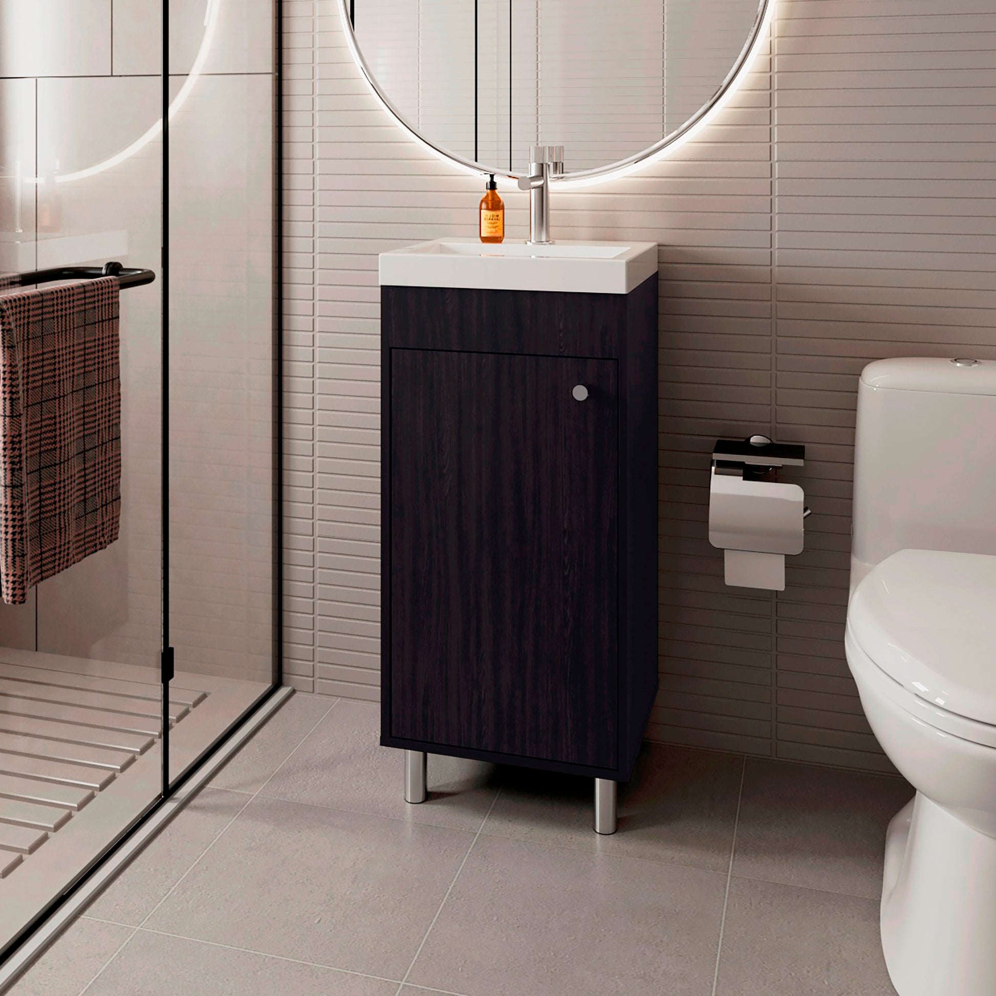 Mueble De Baño Rivera  84X40X32 Rta Wengue Zf