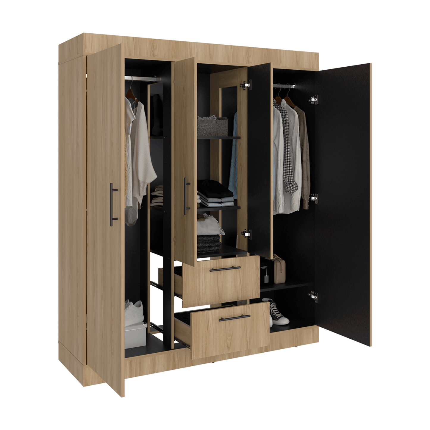 Closet 150 Vm 4 Puertas 2 Cajones 177X150X50 Rta Fresno Eu Wengue