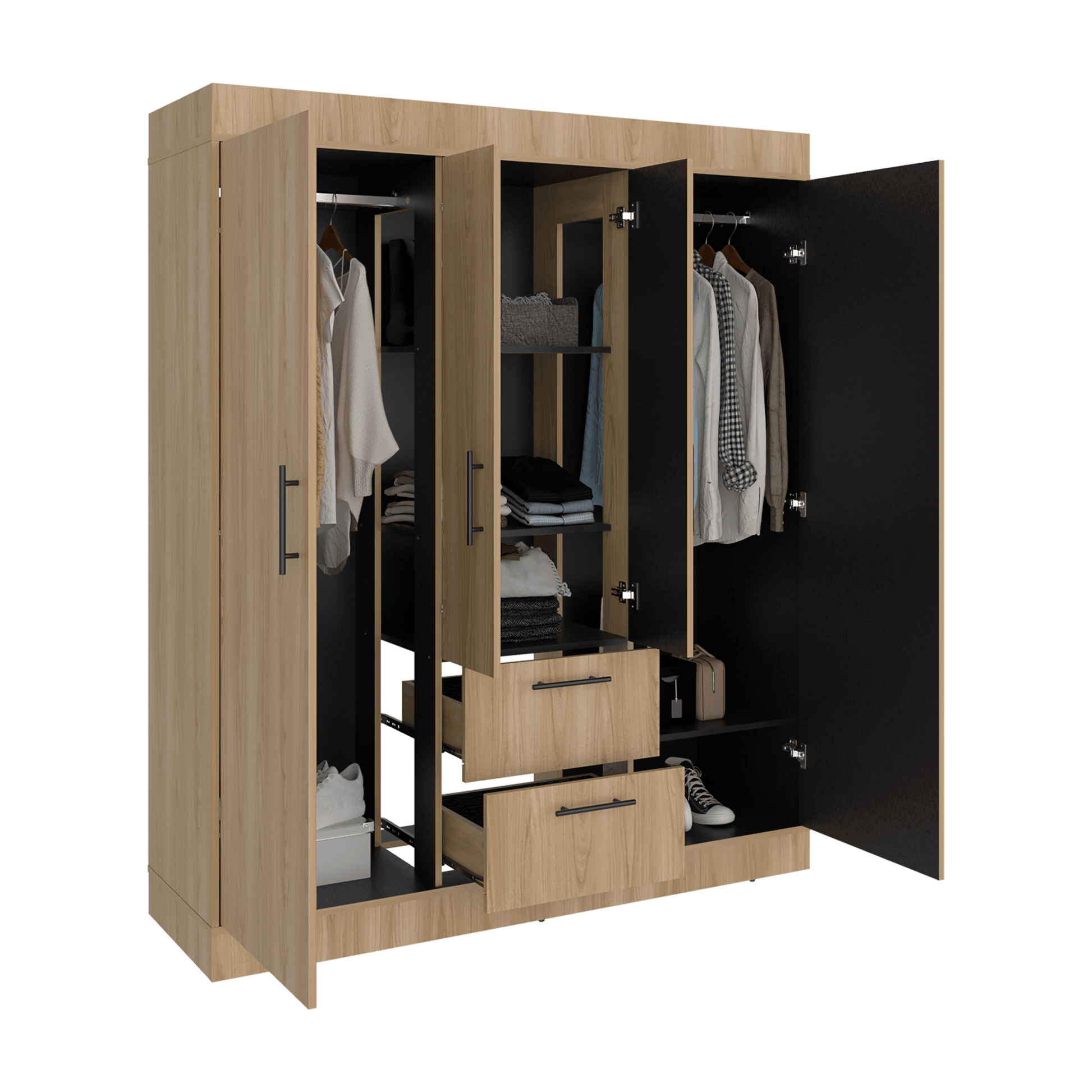 Closet 150 Vm 4 Puertas 2 Cajones 177X150X50 Rta Fresno Eu Wengue