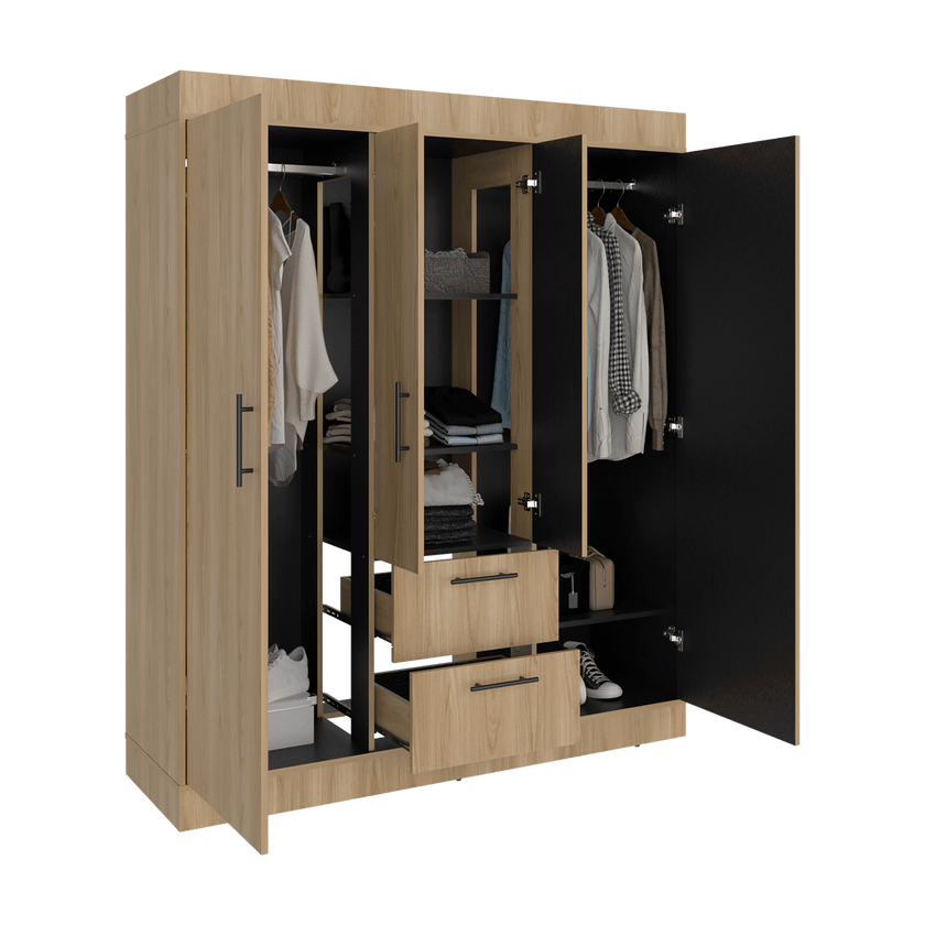 Closet 150 Vm 4 Puertas 2 Cajones 177X150X50 Rta Fresno Eu Wengue