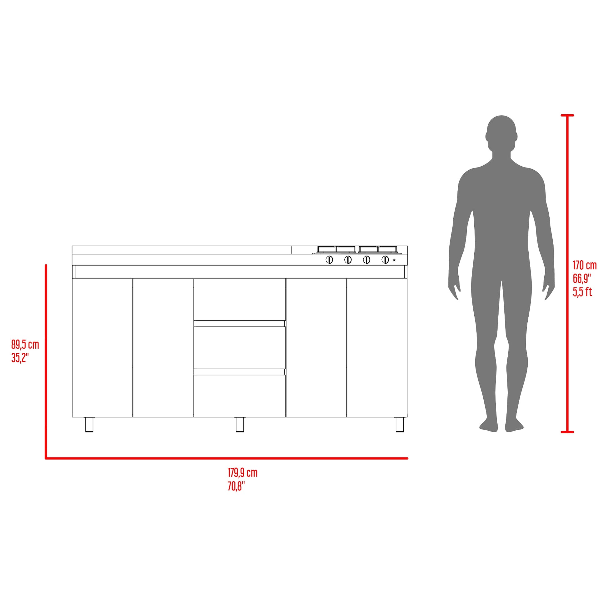 Mueble Inferior Cocina Boreal Izq 89X179X49 Rta Blanco Fresno