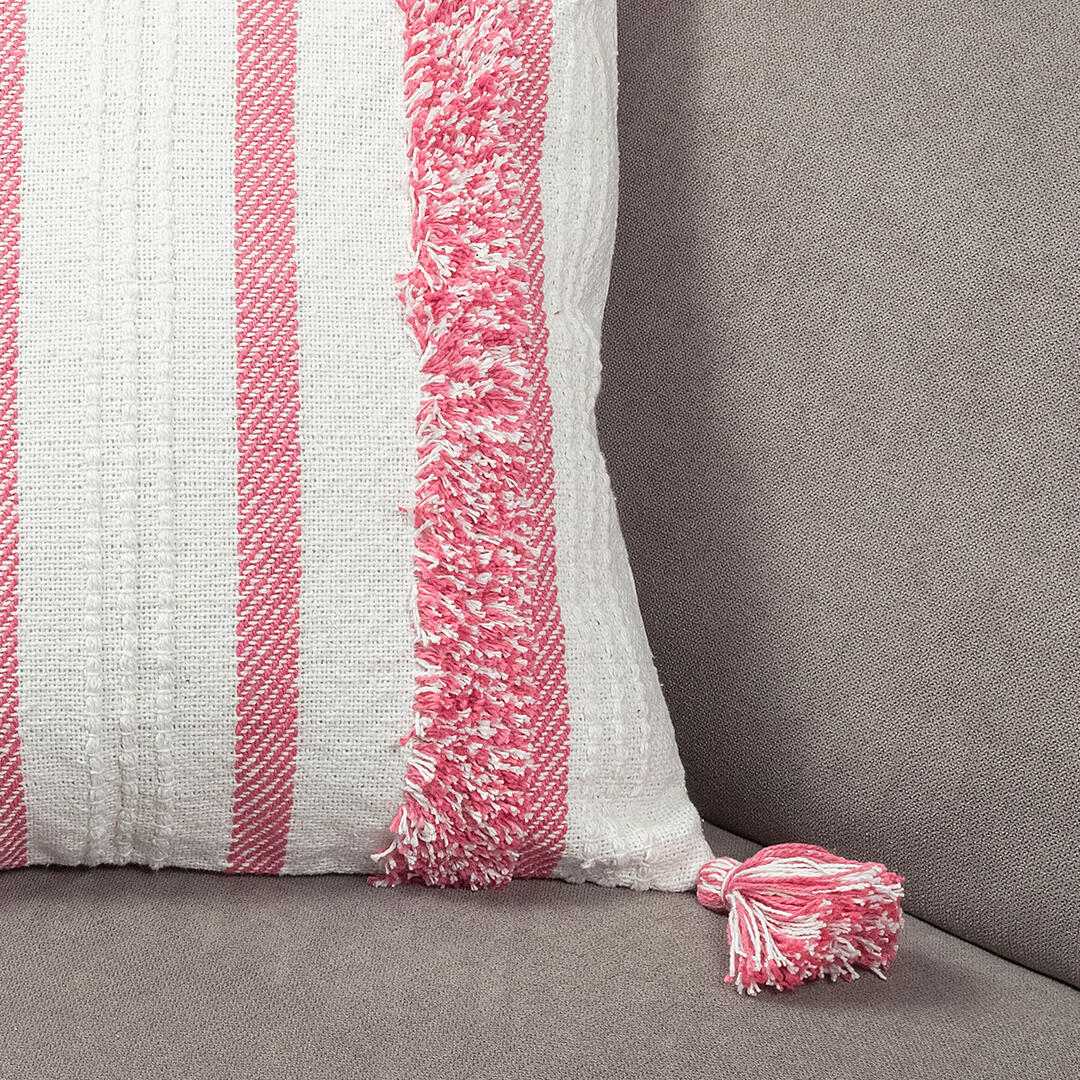 Forro Cojin Artisan Lineas Rosadas