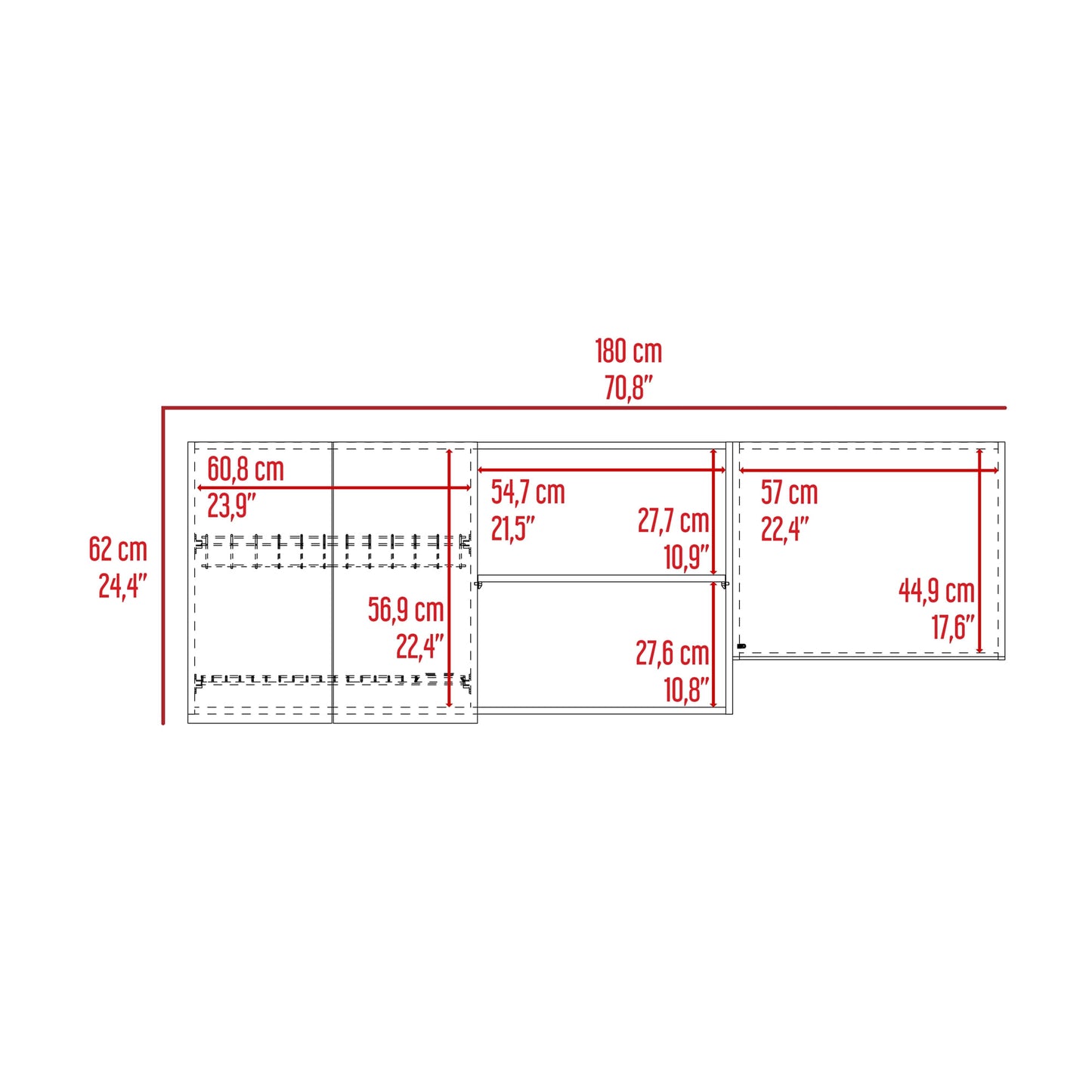Mueble Superior Cocina 180 Boreal 62X180X33 Rta Blanco Fresno