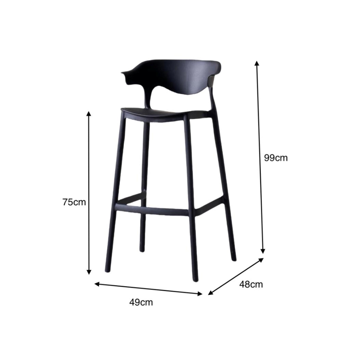 Silla Bar Elena 99X49X48 Rta Negro
