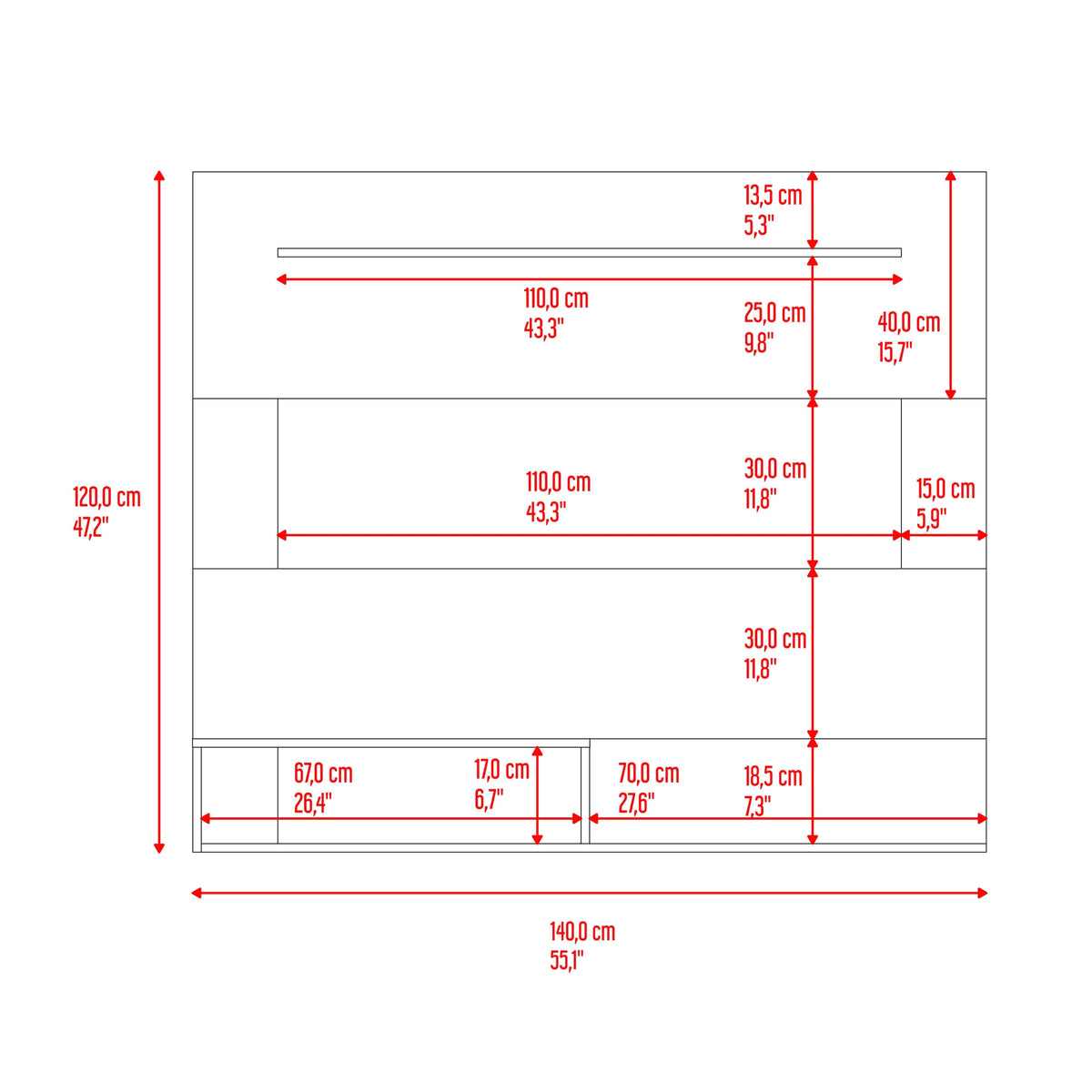 Panel Tv Beijing 120X140X31 Rta Miel Blanco Zf