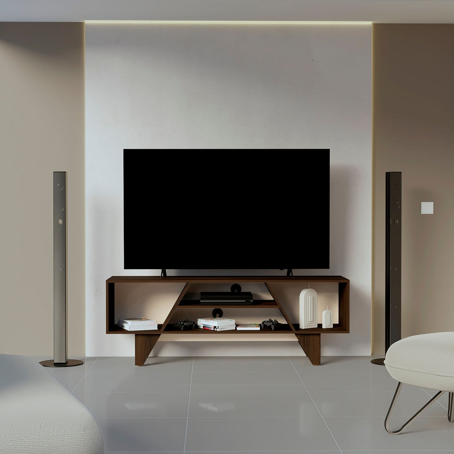 Rack Para Tv Pisa 65" 53X150X40 Rta Nogal Toquilla
