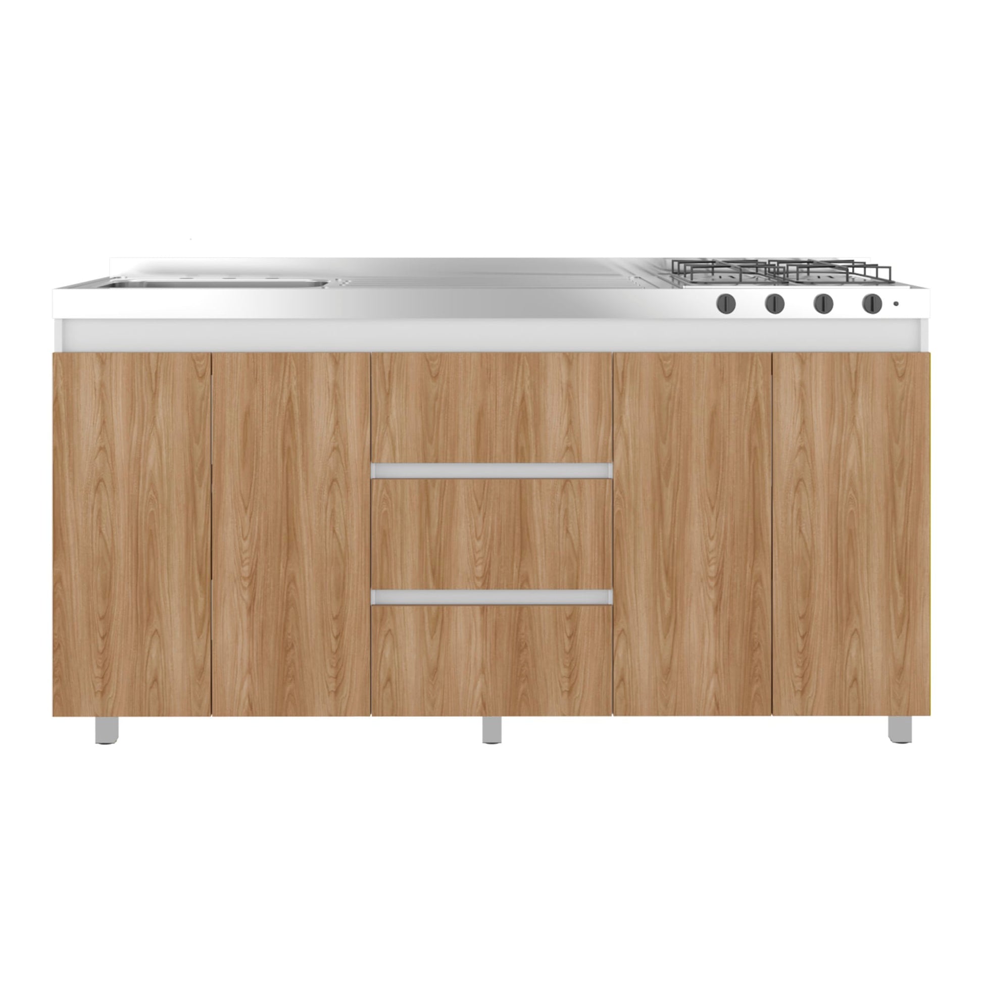 Mueble Inferior Cocina Boreal Izq 89X179X49 Rta Blanco Fresno