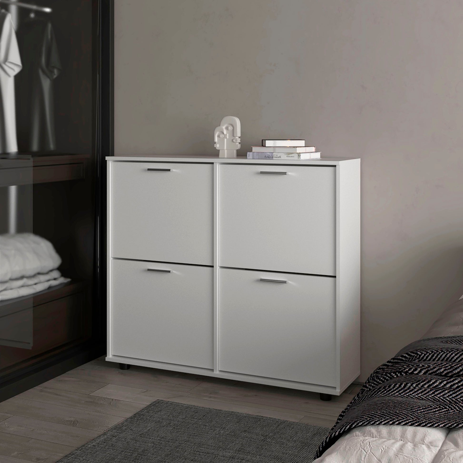 Zapatero 4 Puertas Opal 96X110X30 Rta Blanco Zf
