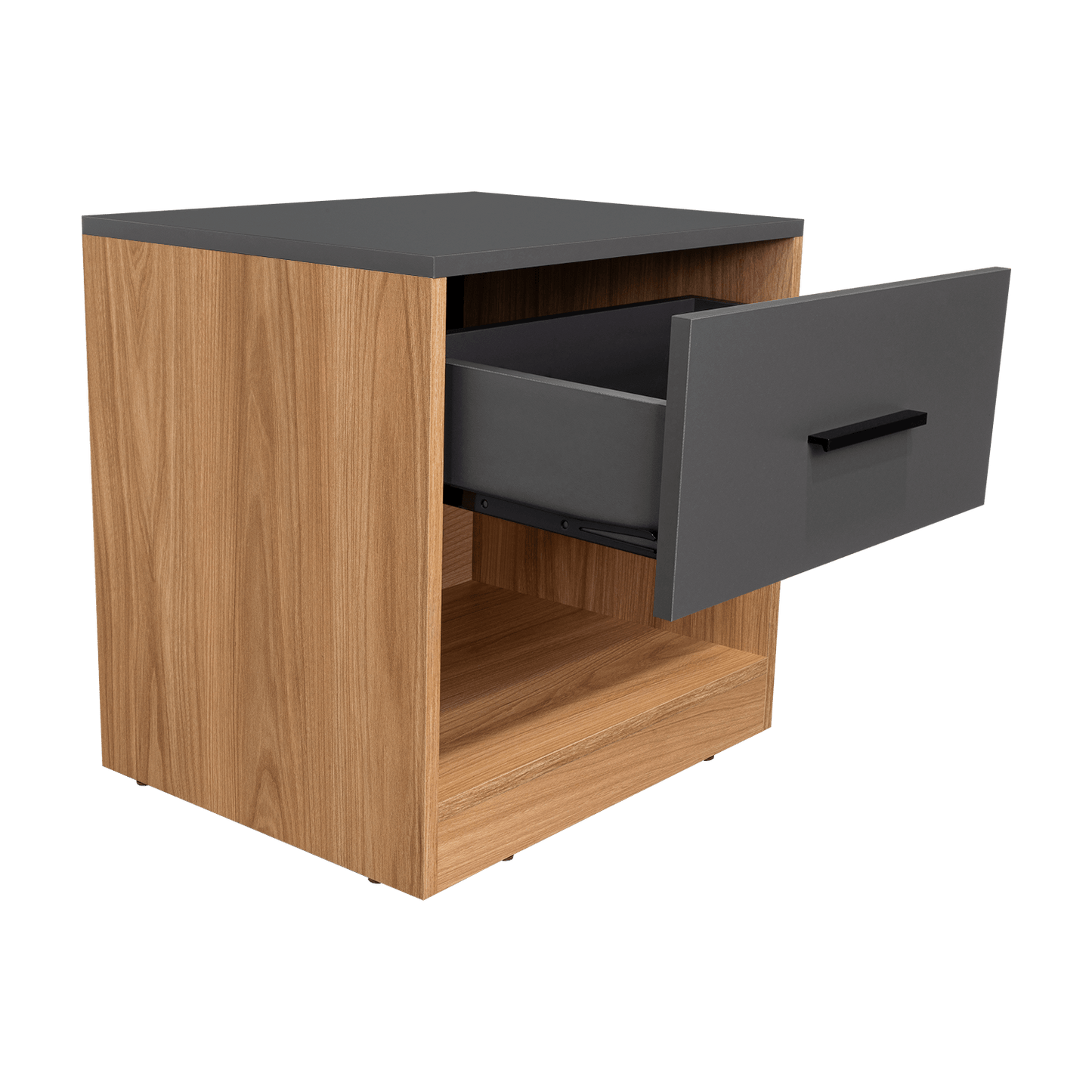 Mesa De Noche Alder 50X50X40 1C Rta Plomo Fresno