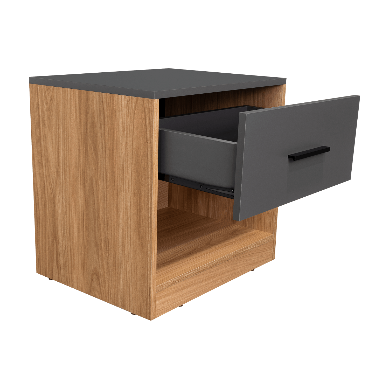 Mesa De Noche Alder 50X50X40 1C Rta Plomo Fresno