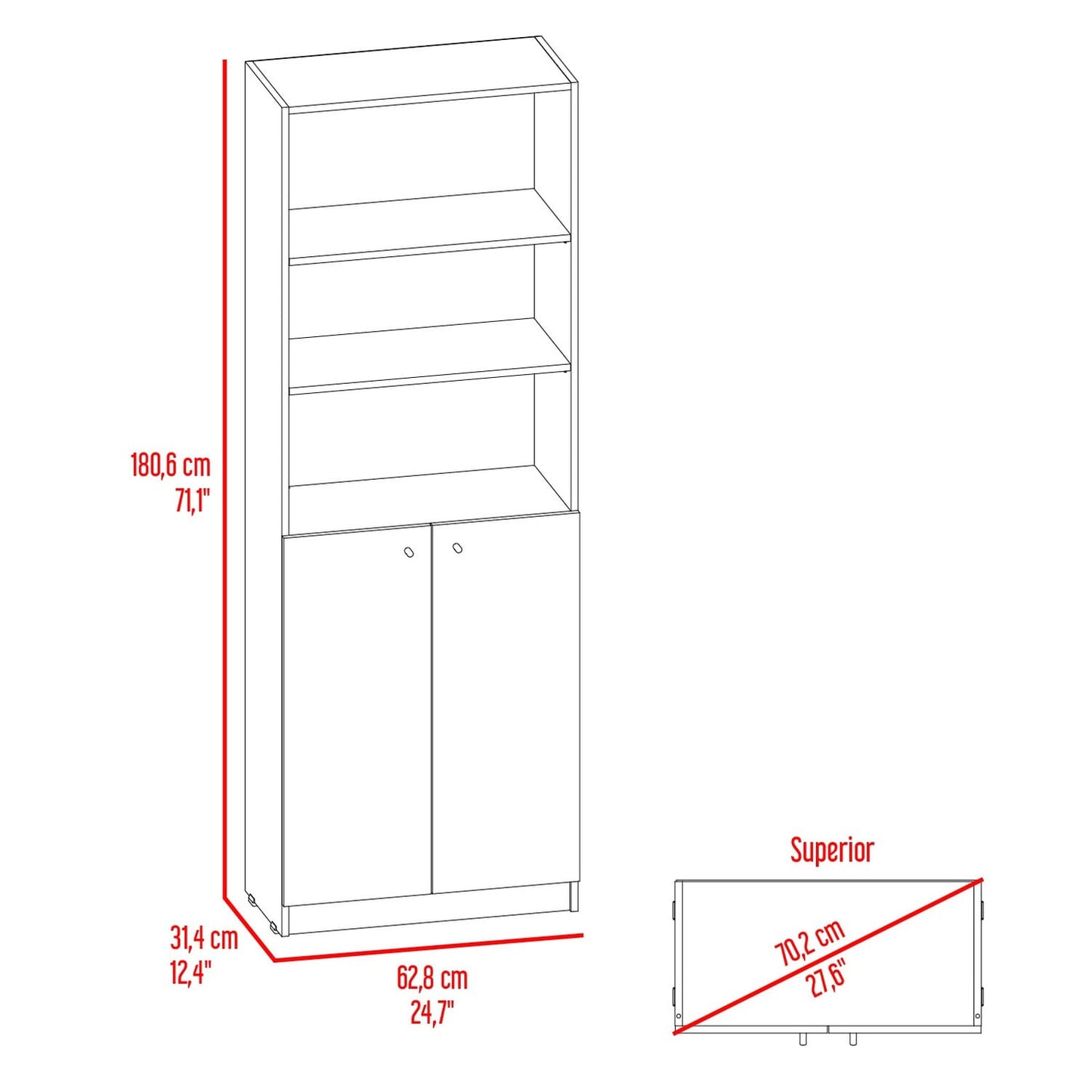 Estante Home E4 2P 180X62X29 Rta Fresno Blanco Zf