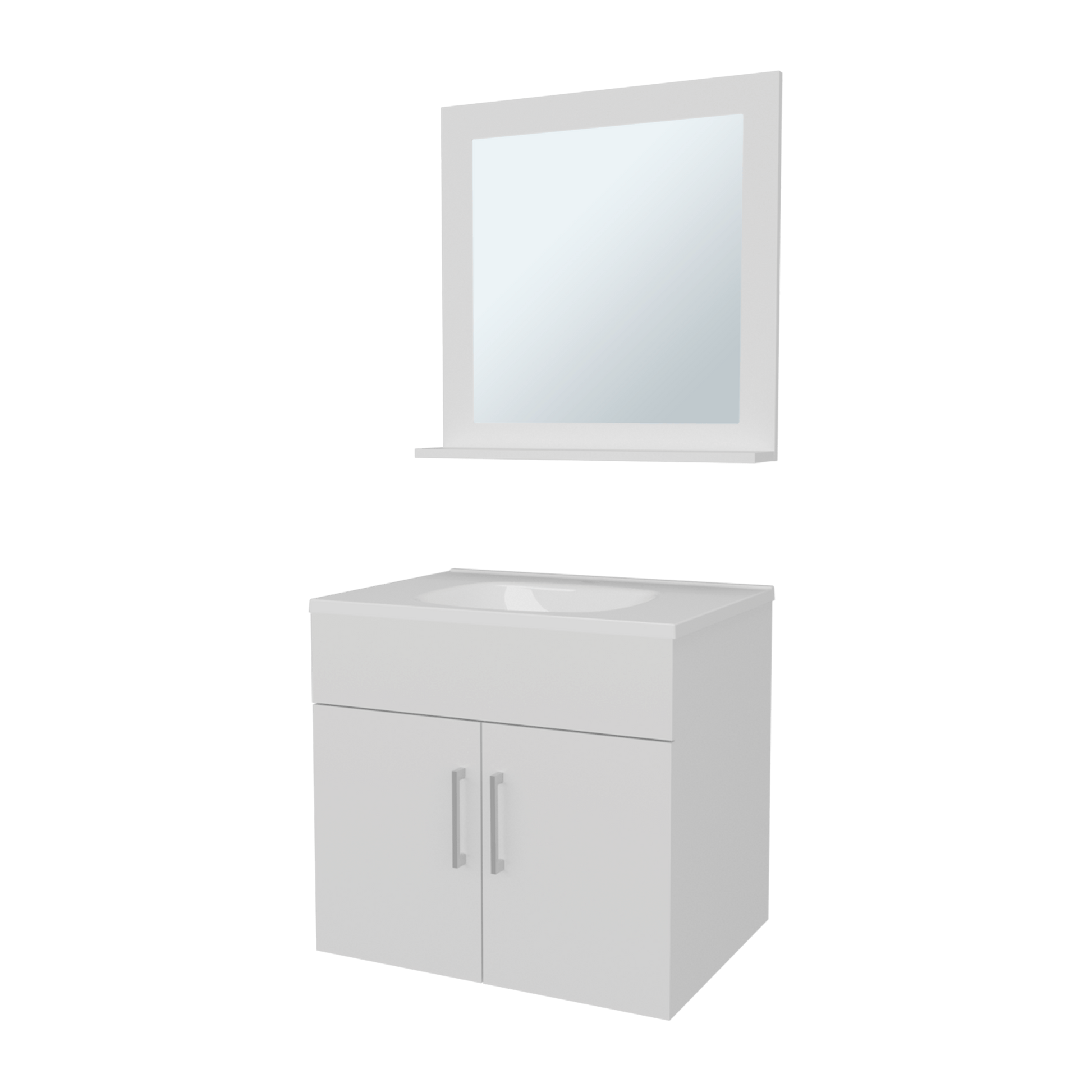 Set Mueble De Baño Blake + Espejo 53X61X45 Rta Blanco Mqz Zf