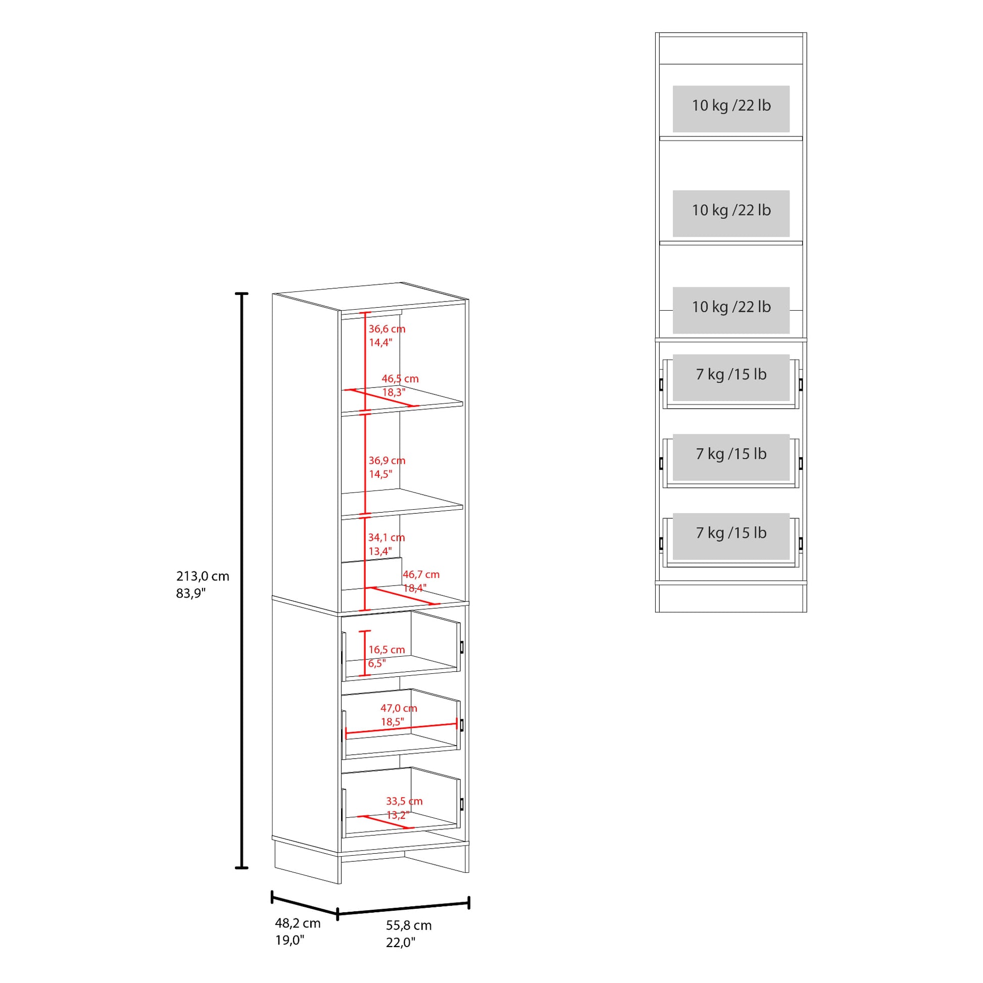 Closet Independiente 40 213X55X48 Rta Blanco Zf