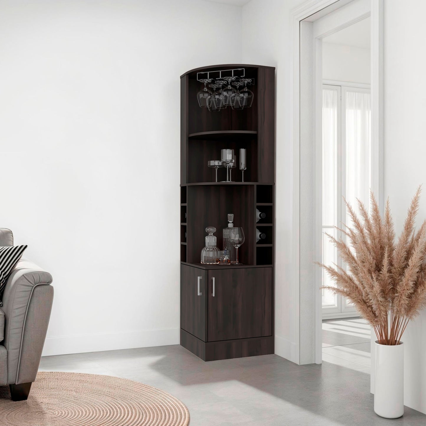 Mueble Bar Esquinero Beijing 180X46X46 Rta Nogal Zf