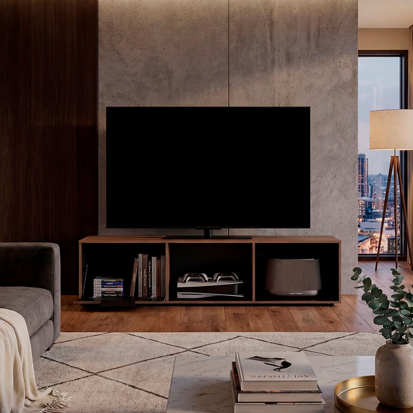 Rack De Tv 65" Dorne 41X162X35 Rta Avellana Wengue Zf