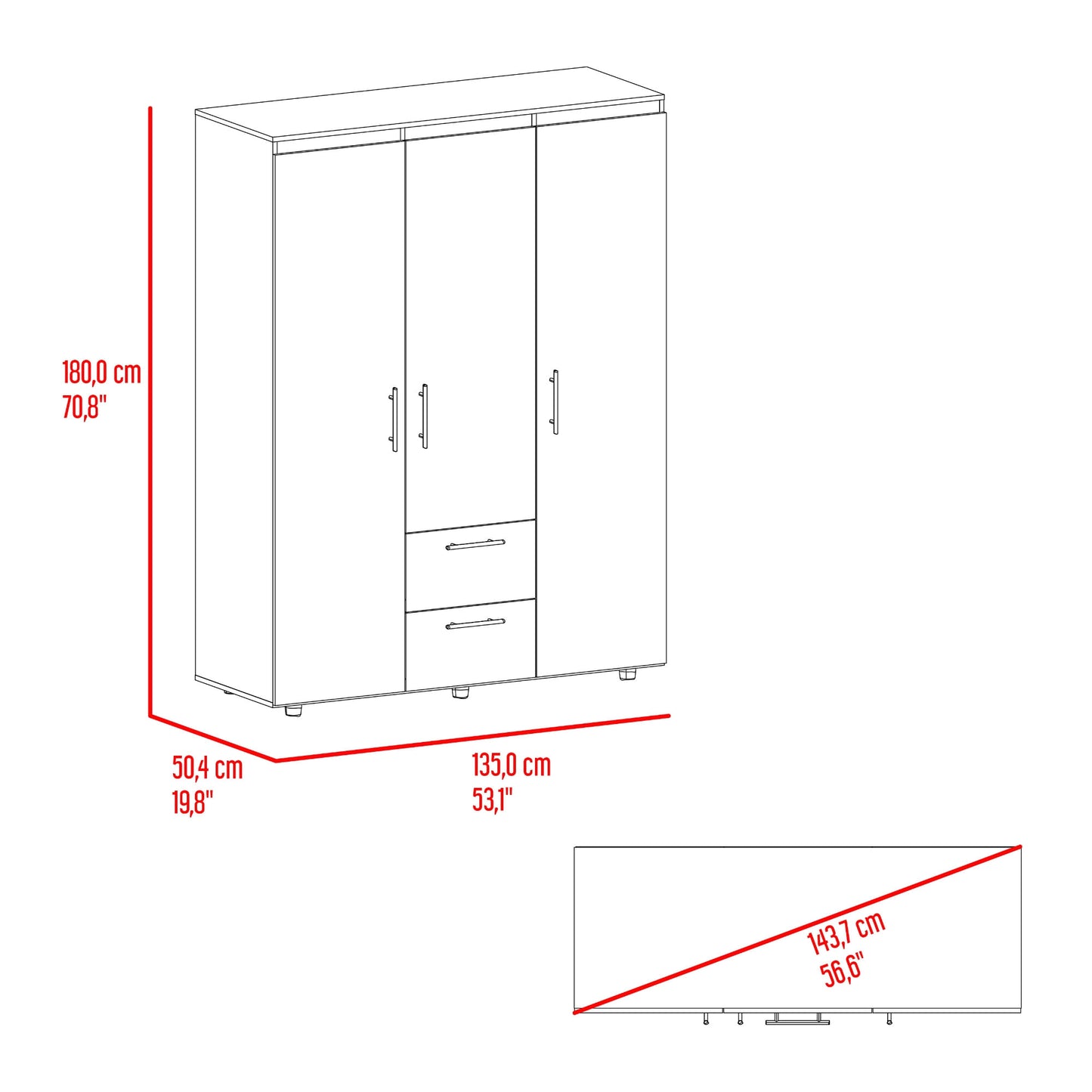 Closet Baru Lite 180X135X50 Rta Wengue