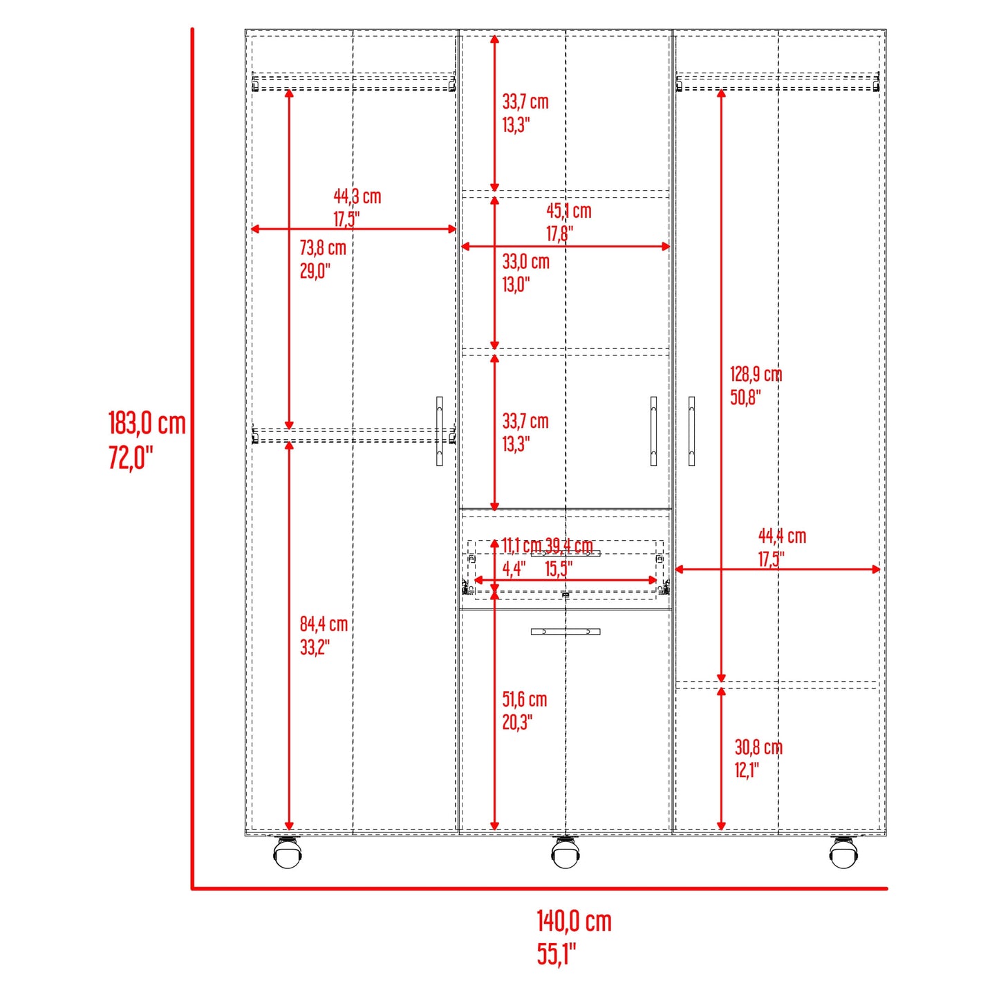 Closet 140 Amalfi 183X140X46 Rta Fresno Zf