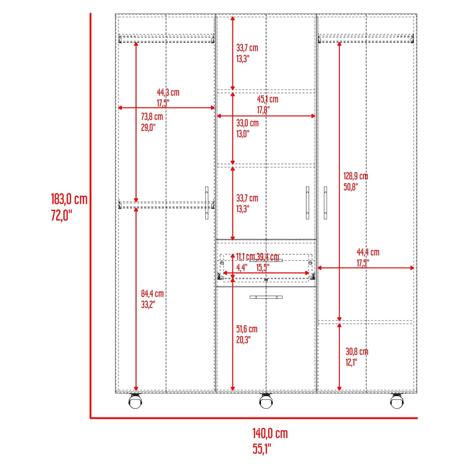 Closet 140 Amalfi 183X140X46 Rta Fresno Zf