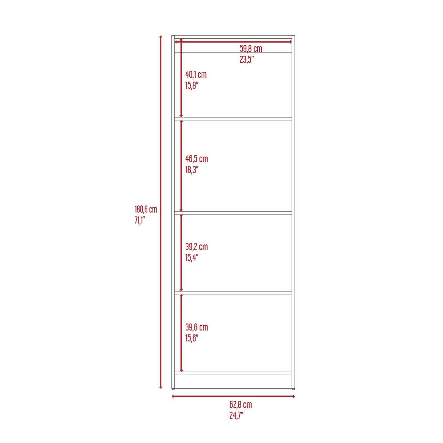 Estante Home E1 4 Espacios 180X62X29 Rta Fresno Blanco Zf