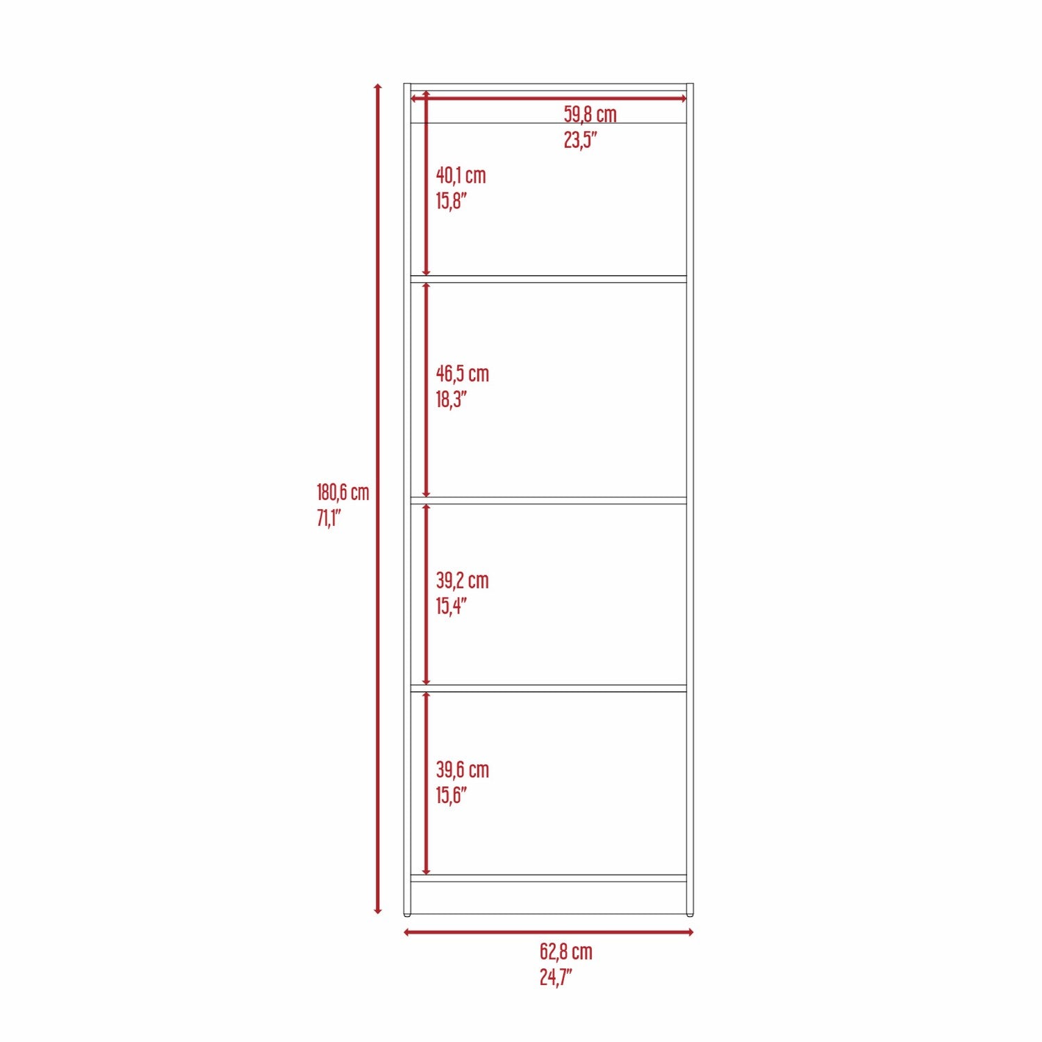 Estante Home E1 4 Espacios 180X62X29 Rta Fresno Blanco Zf