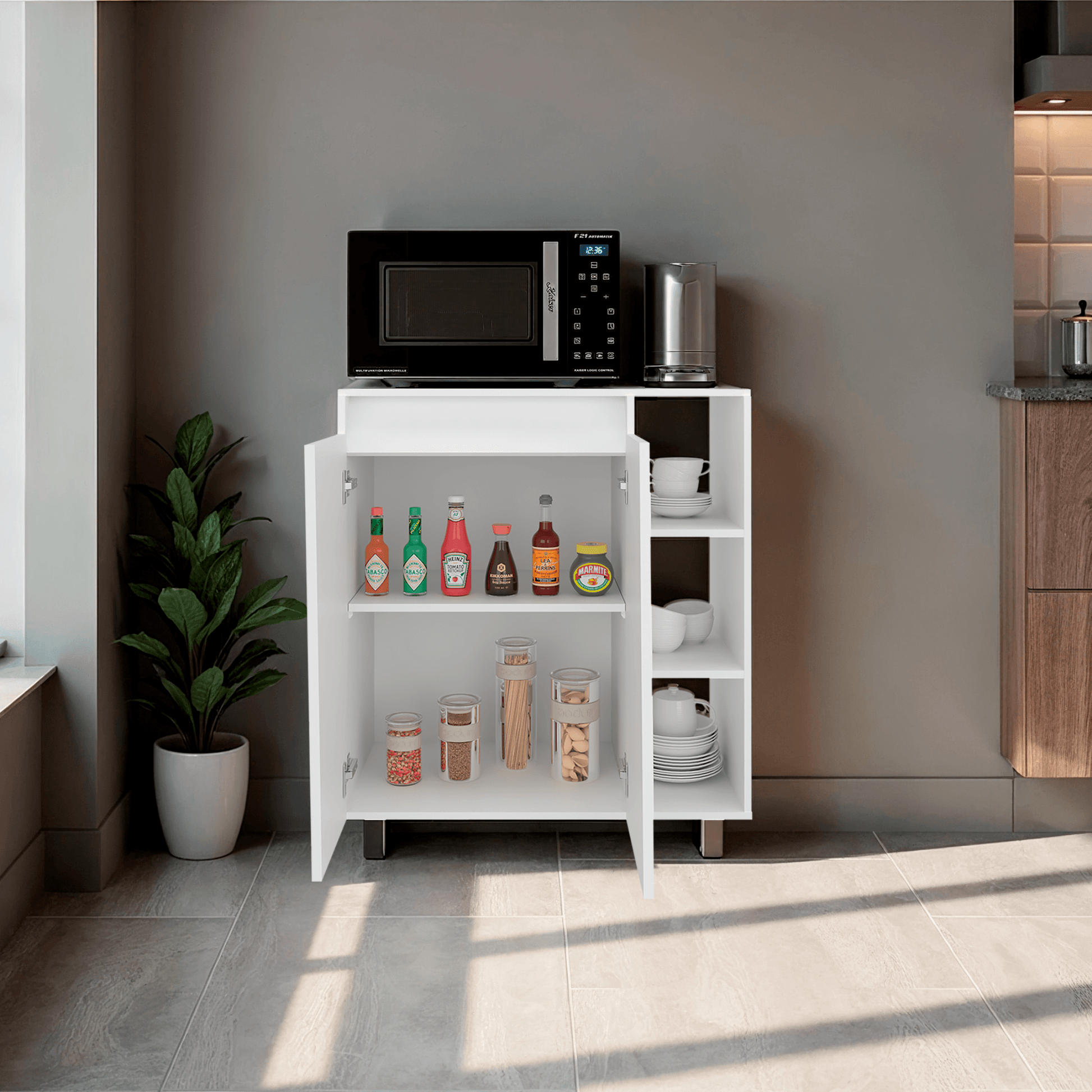 Mueble Microondas Cesena 92X80X41 Rta Blanco Zf