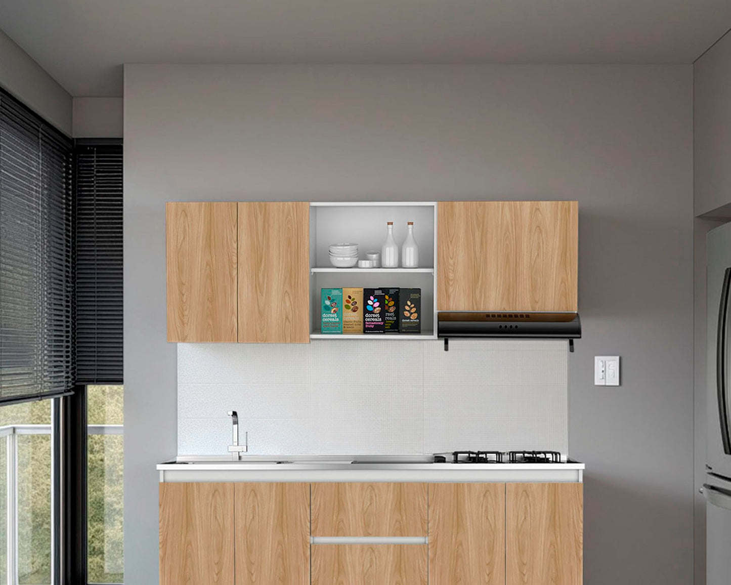 Mueble Superior Cocina 180 Boreal 62X180X33 Rta Blanco Fresno