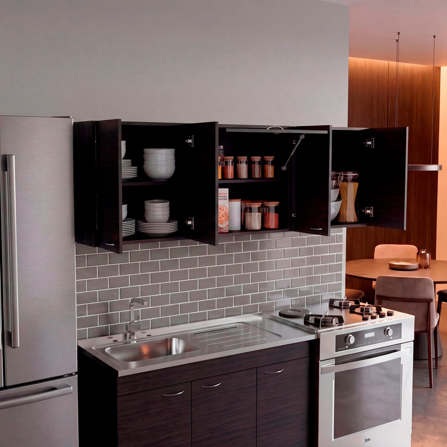 Mueble Superior De Cocina Ocena 60X180X31 Rta Wengue Zf